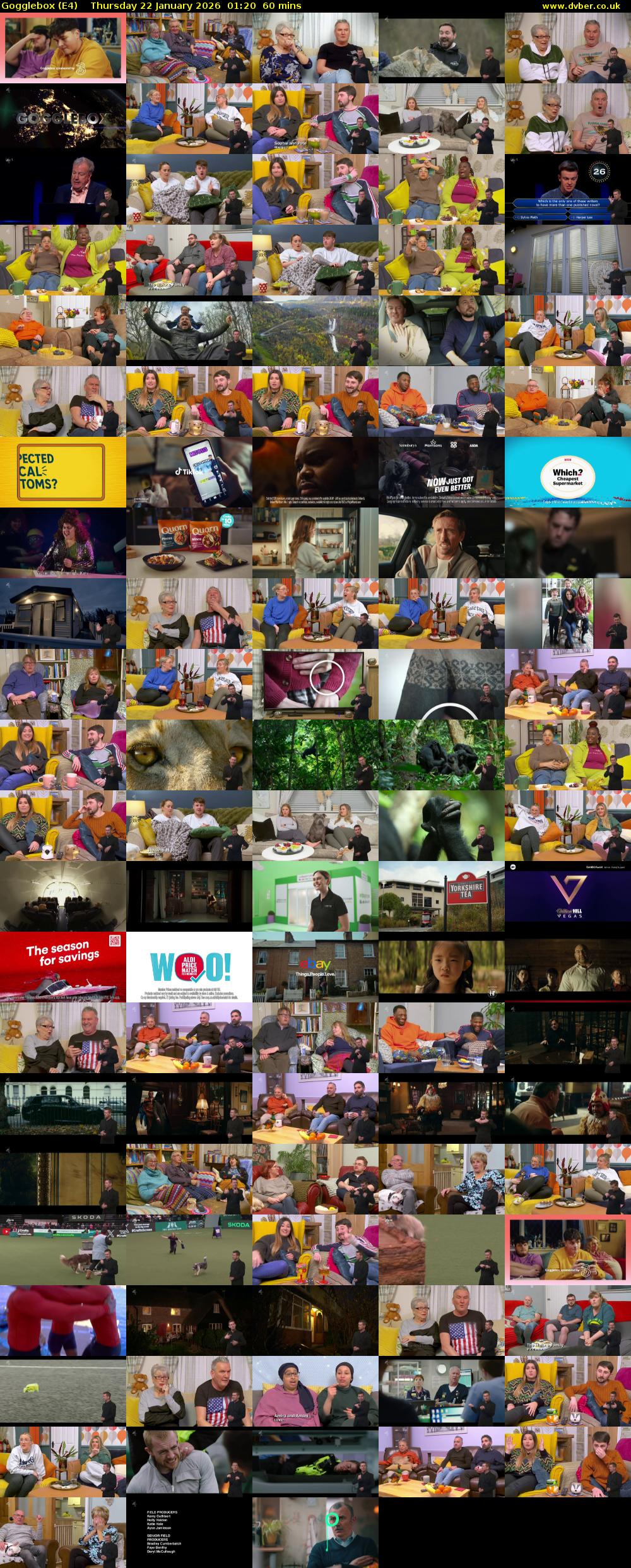 Gogglebox (E4) Thursday 22 January 2026 01:20 - 02:20
