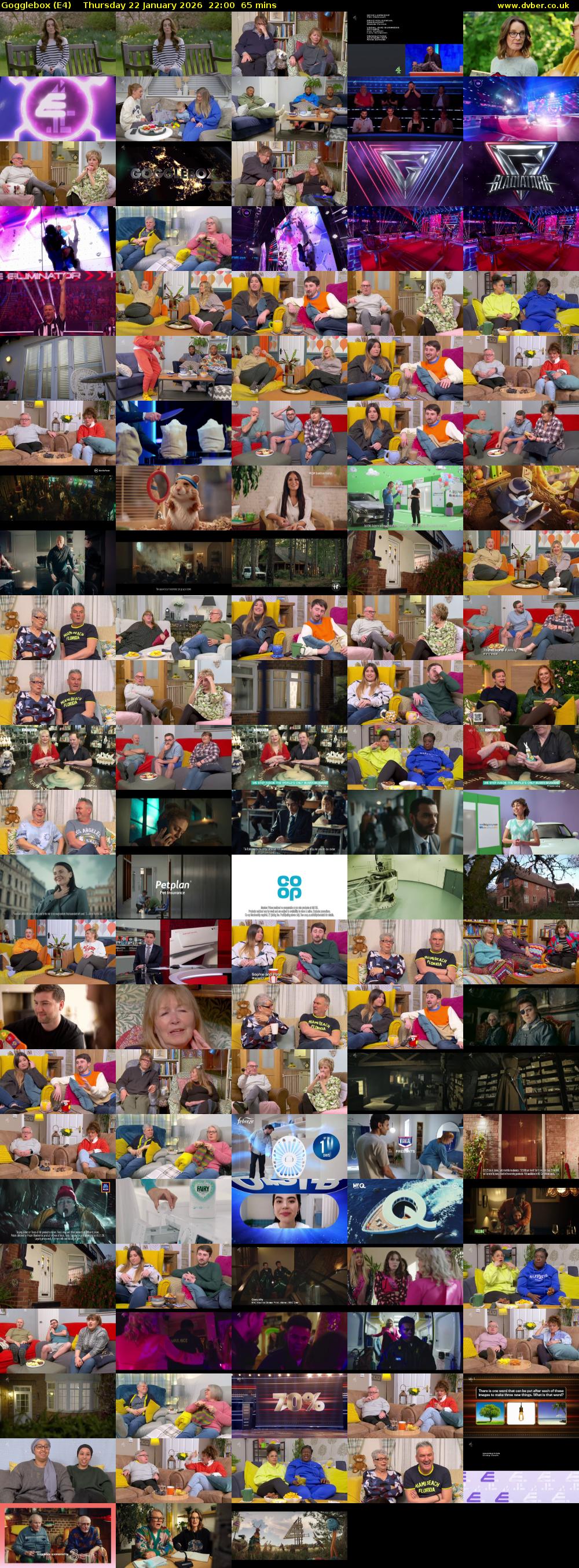 Gogglebox (E4) Thursday 22 January 2026 22:00 - 23:05