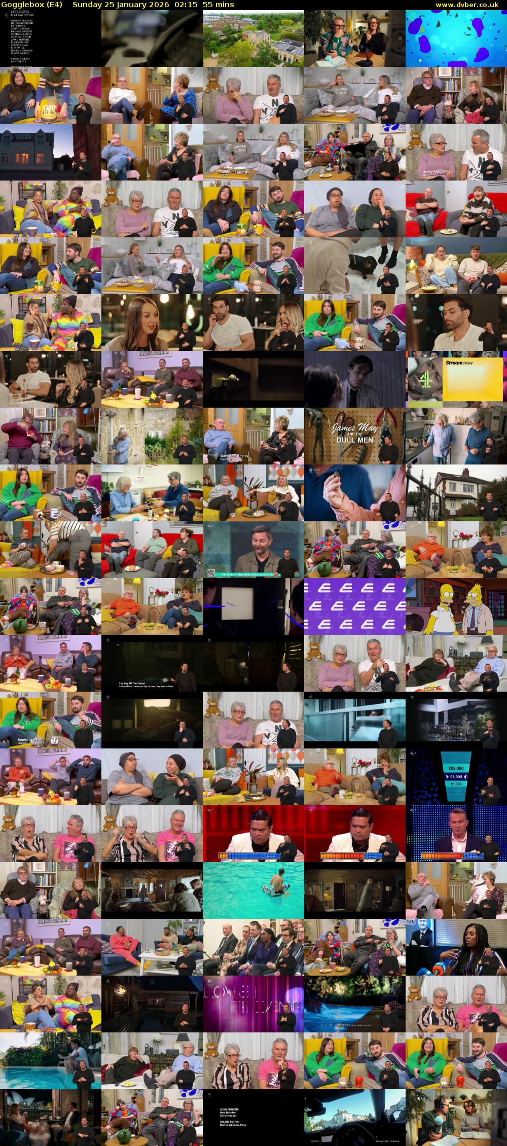 Gogglebox (E4) Sunday 25 January 2026 02:15 - 03:10