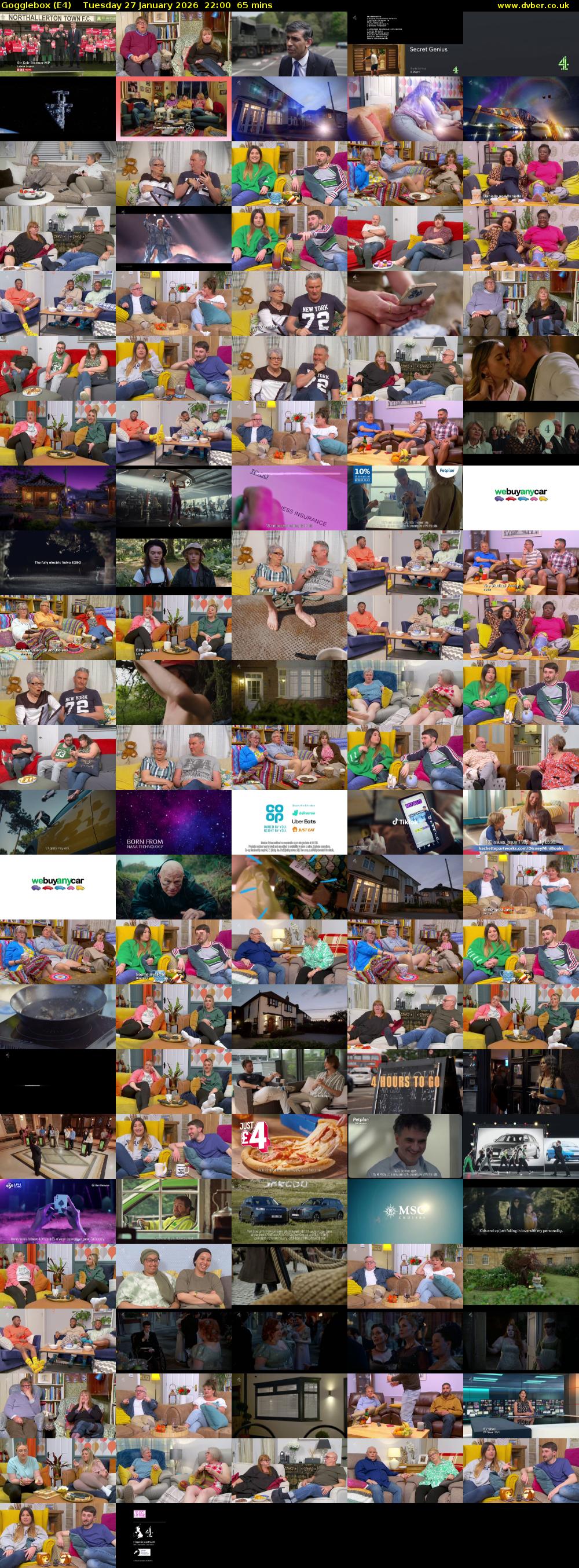 Gogglebox (E4) Tuesday 27 January 2026 22:00 - 23:05