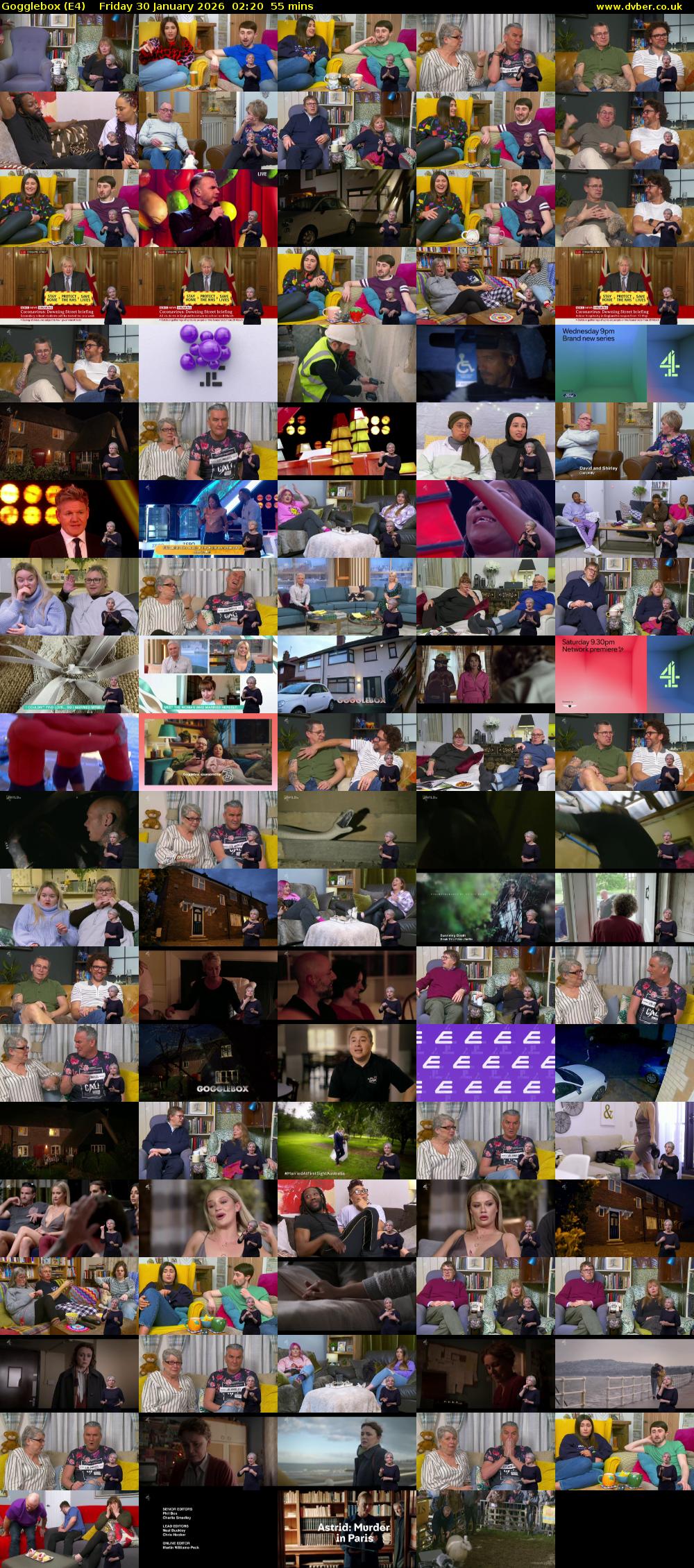 Gogglebox (E4) Friday 30 January 2026 02:20 - 03:15