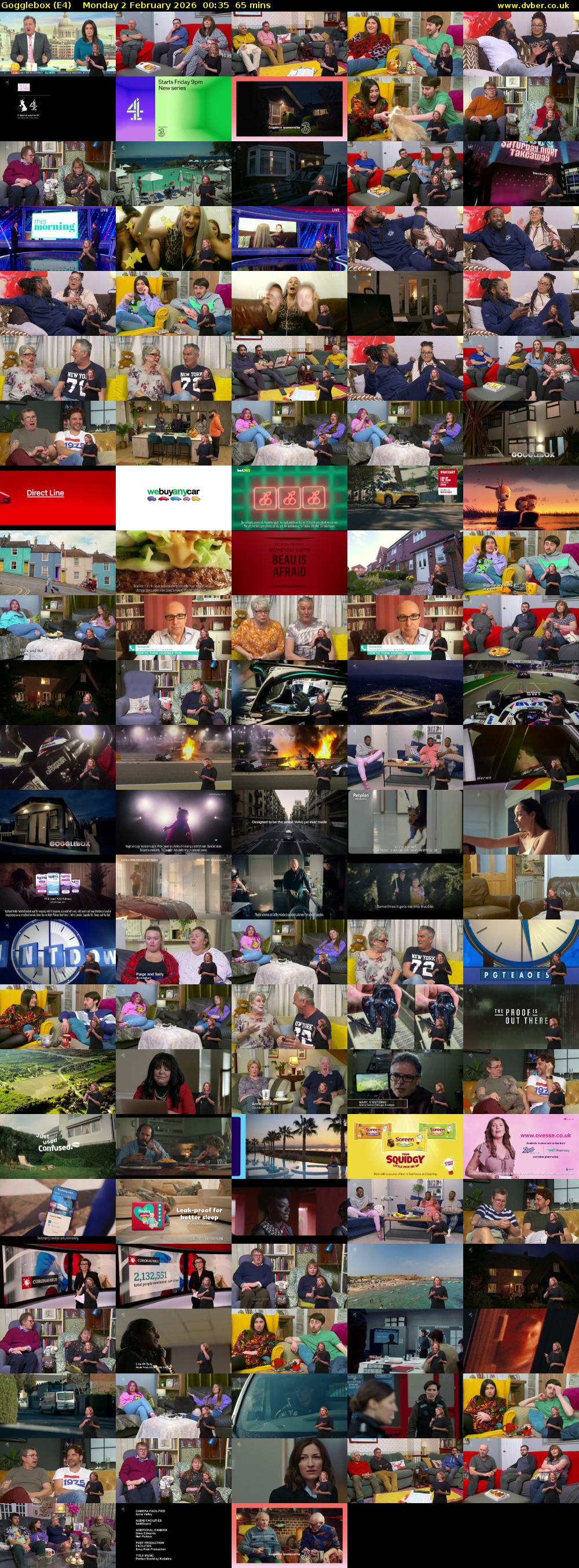 Gogglebox (E4) Monday 2 February 2026 00:35 - 01:40