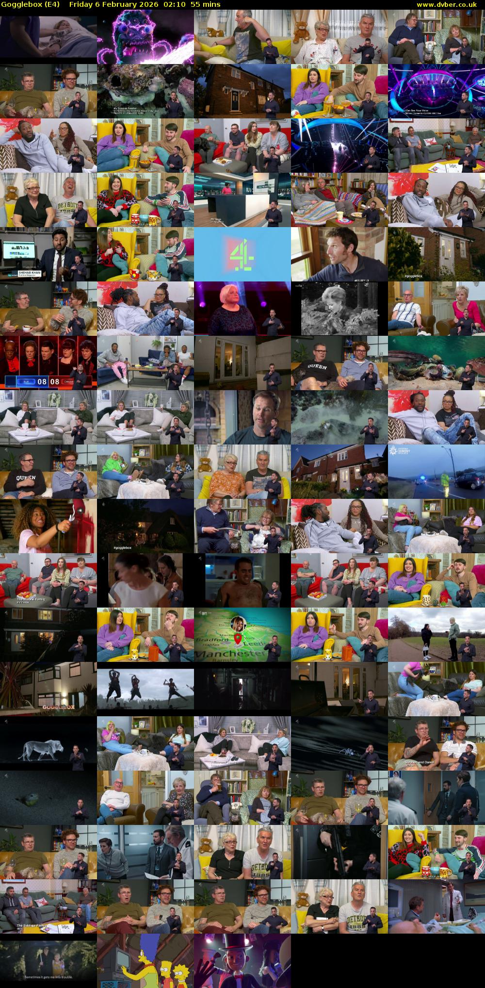 Gogglebox (E4) Friday 6 February 2026 02:10 - 03:05