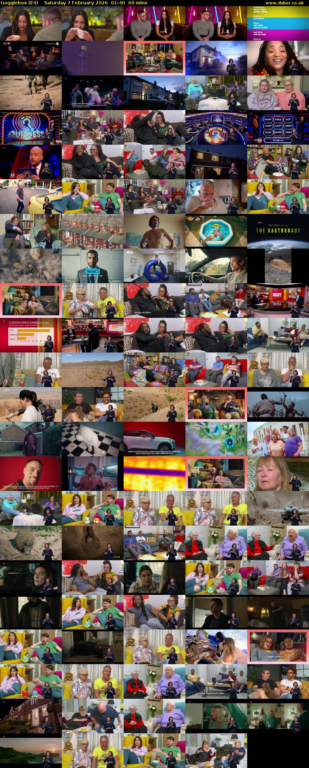 Gogglebox (E4) Saturday 7 February 2026 01:40 - 02:40