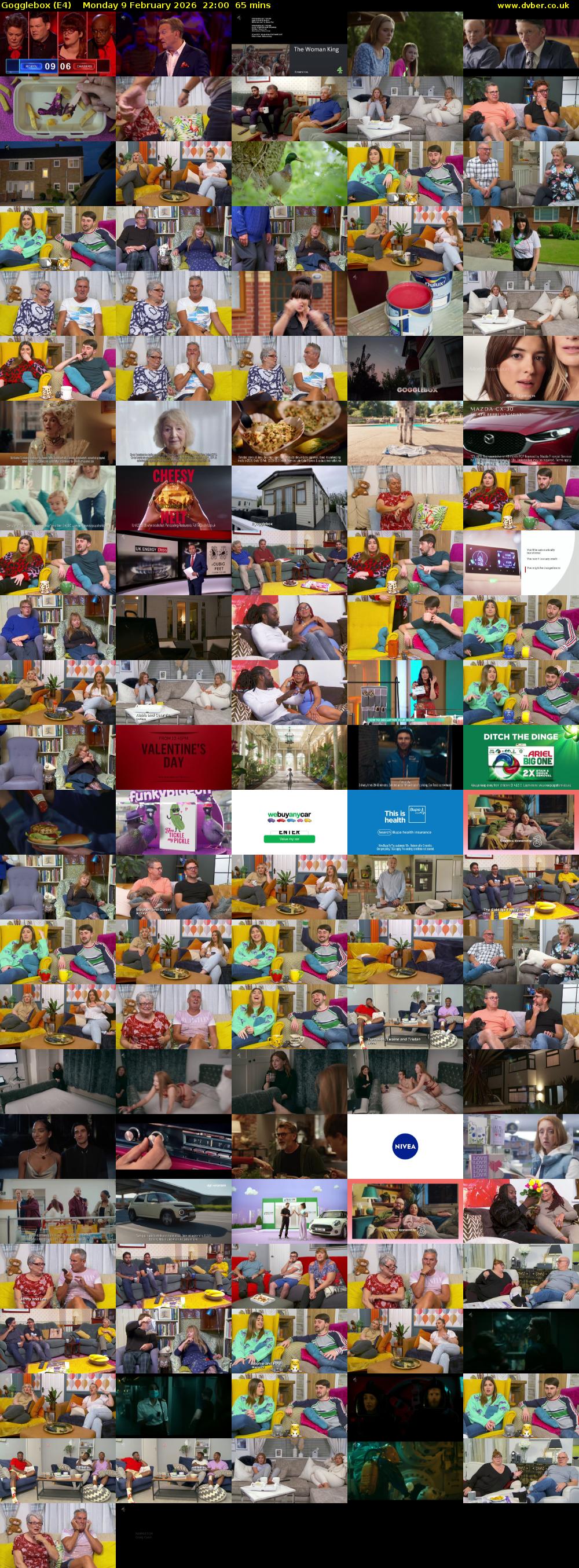 Gogglebox (E4) Monday 9 February 2026 22:00 - 23:05