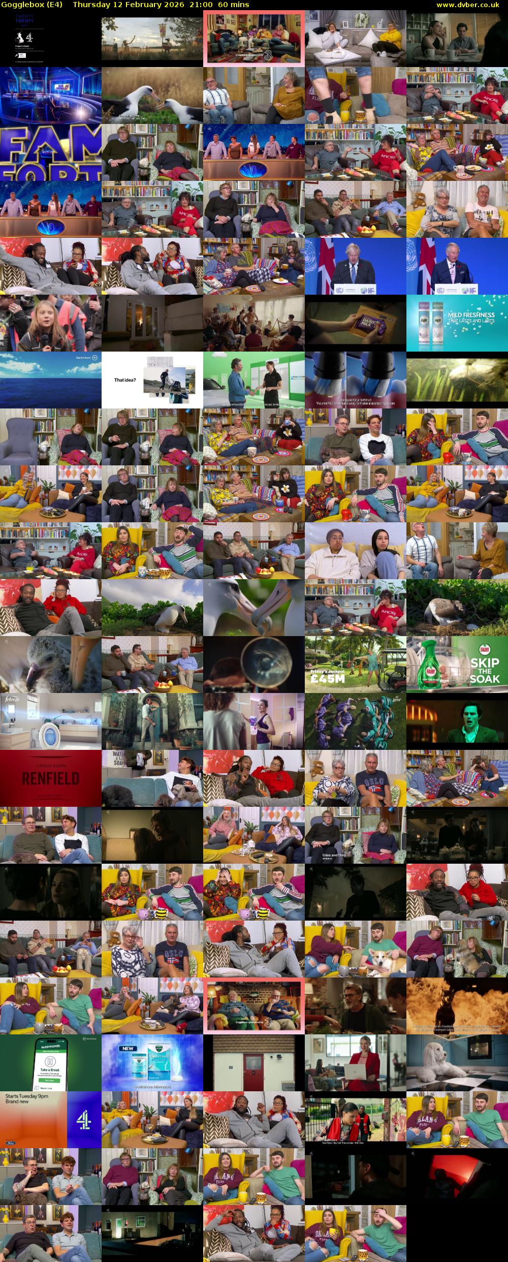 Gogglebox (E4) Thursday 12 February 2026 21:00 - 22:00