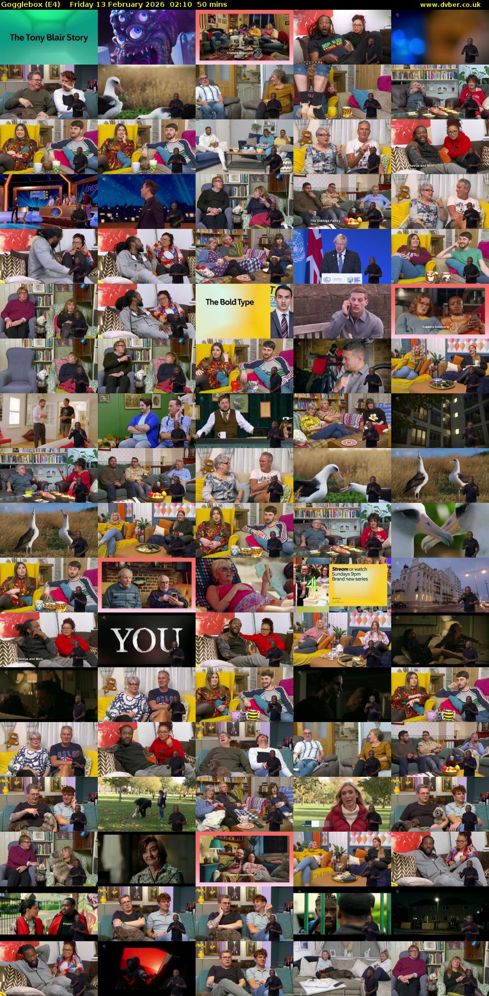 Gogglebox (E4) Friday 13 February 2026 02:10 - 03:00