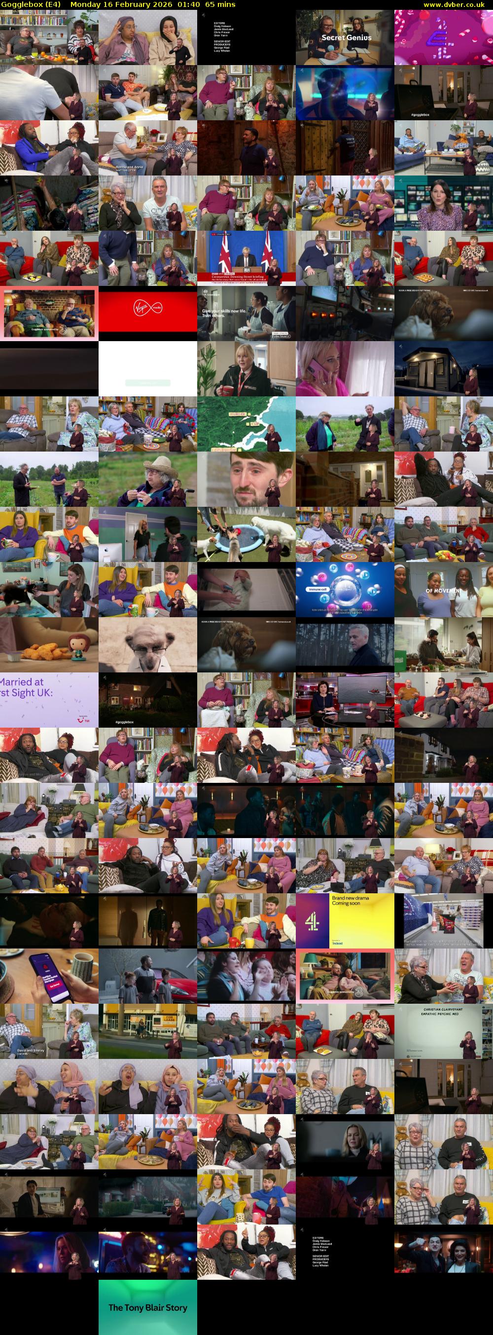 Gogglebox (E4) Monday 16 February 2026 01:40 - 02:45