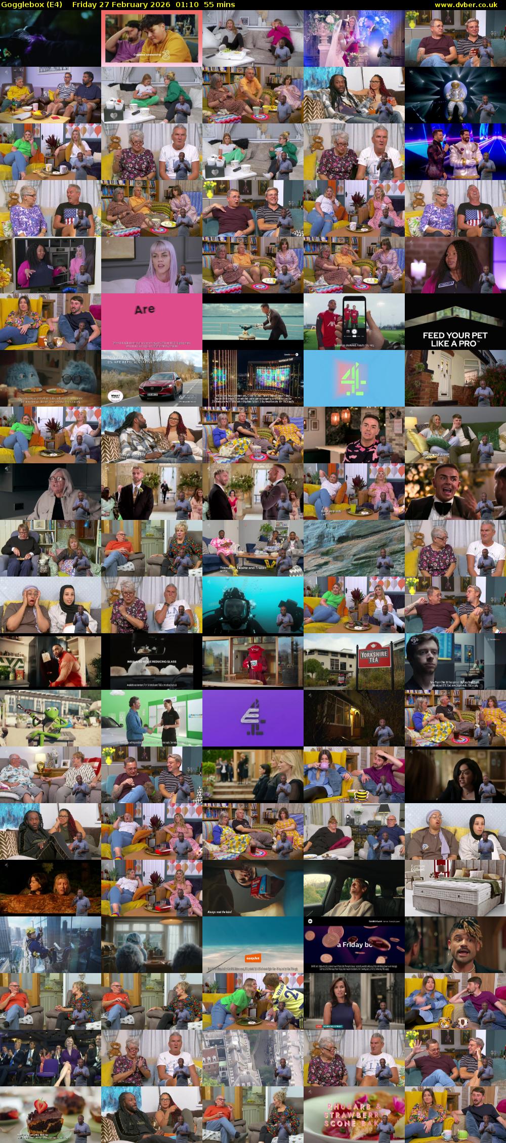 Gogglebox (E4) Friday 27 February 2026 01:10 - 02:05