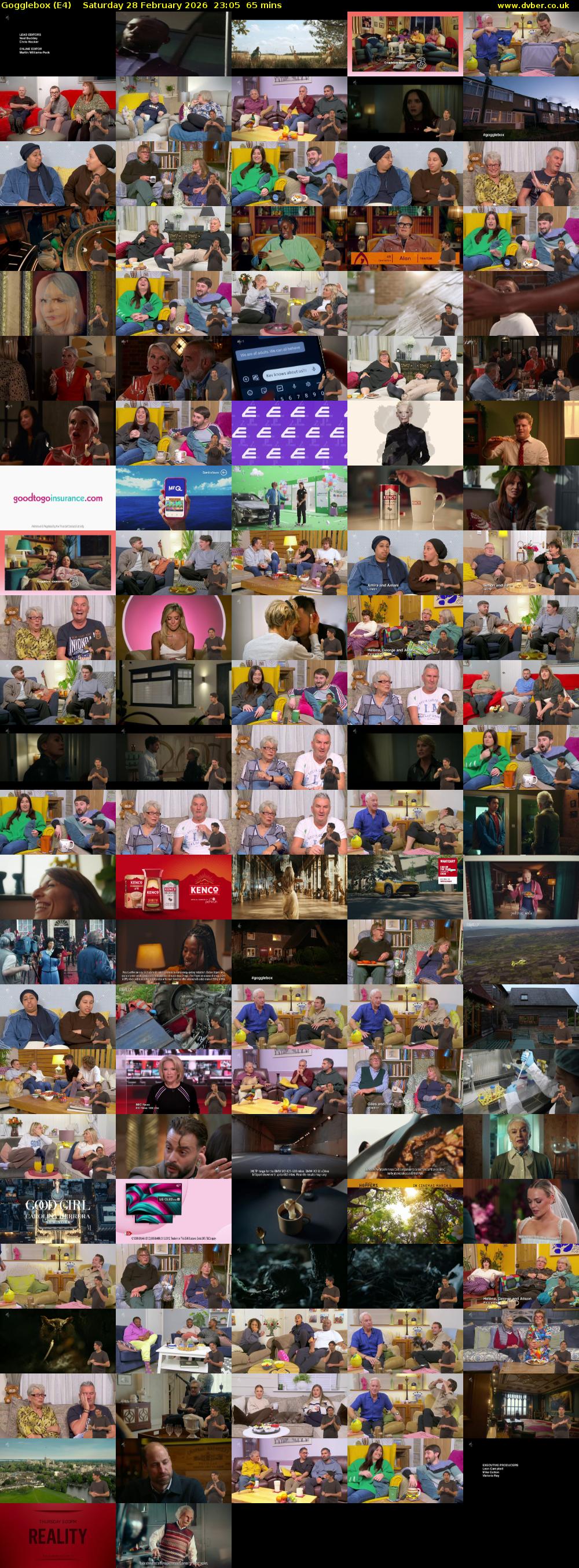 Gogglebox (E4) Saturday 28 February 2026 23:05 - 00:10