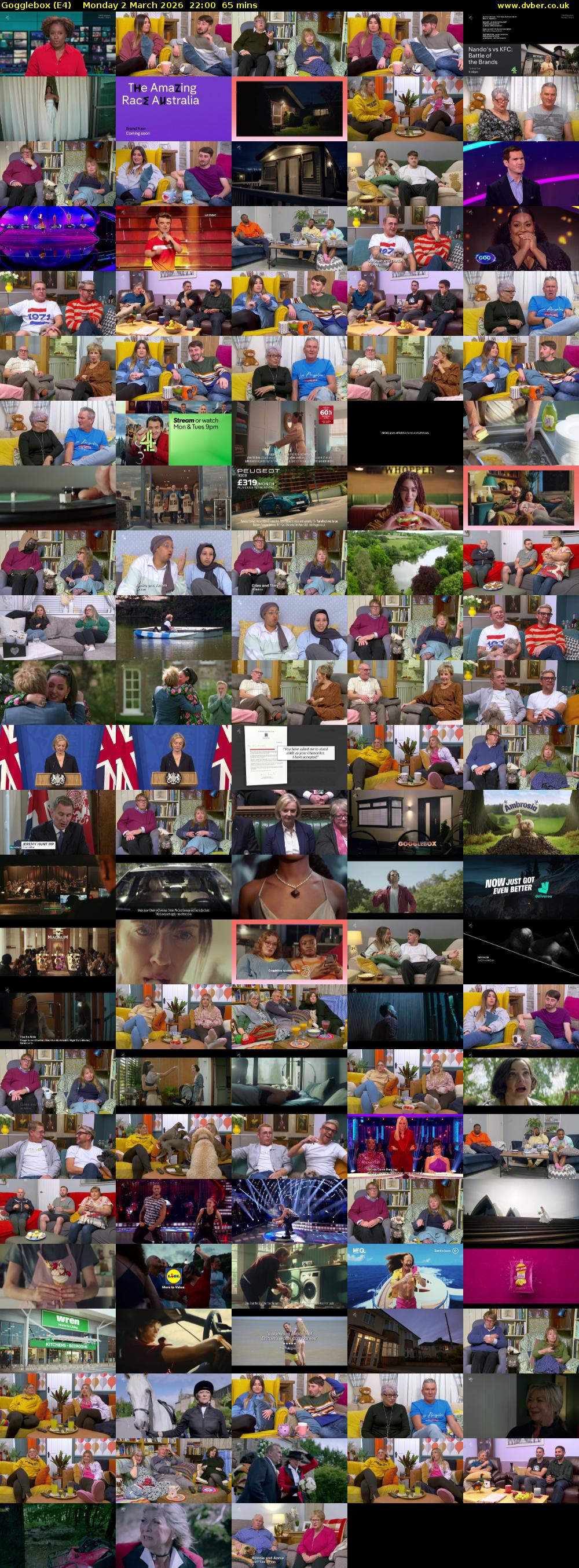 Gogglebox (E4) Monday 2 March 2026 22:00 - 23:05