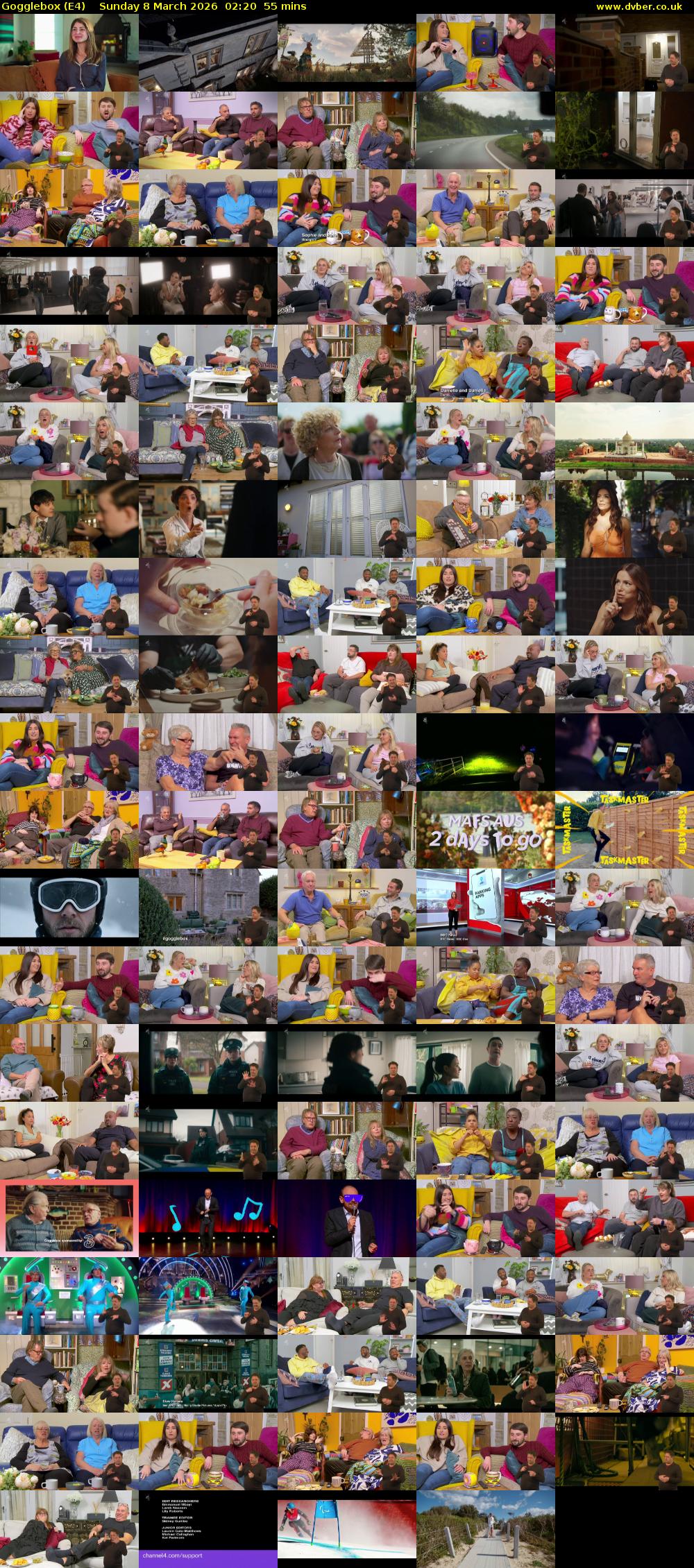 Gogglebox (E4) Sunday 8 March 2026 02:20 - 03:15