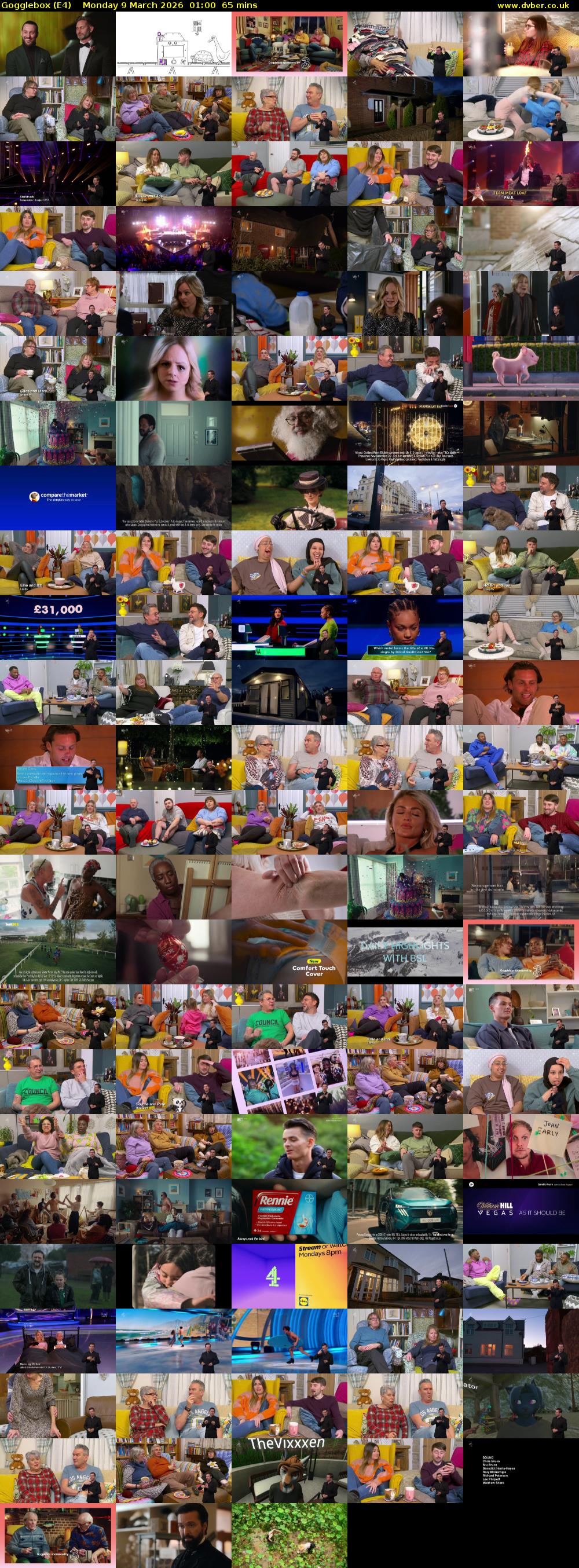 Gogglebox (E4) Monday 9 March 2026 01:00 - 02:05