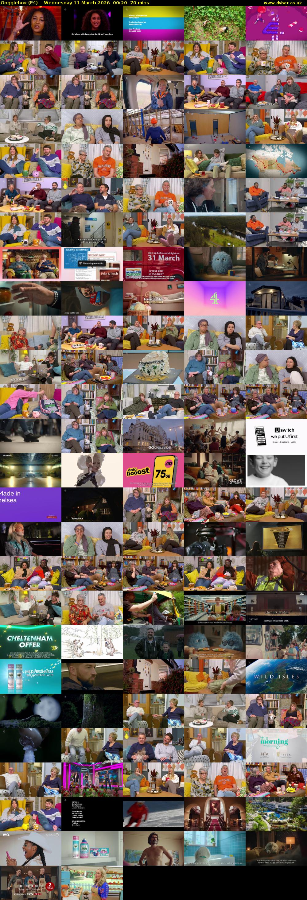 Gogglebox (E4) Wednesday 11 March 2026 00:20 - 01:30