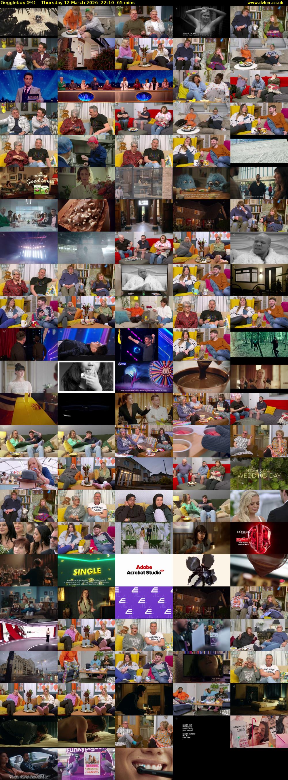 Gogglebox (E4) Thursday 12 March 2026 22:10 - 23:15