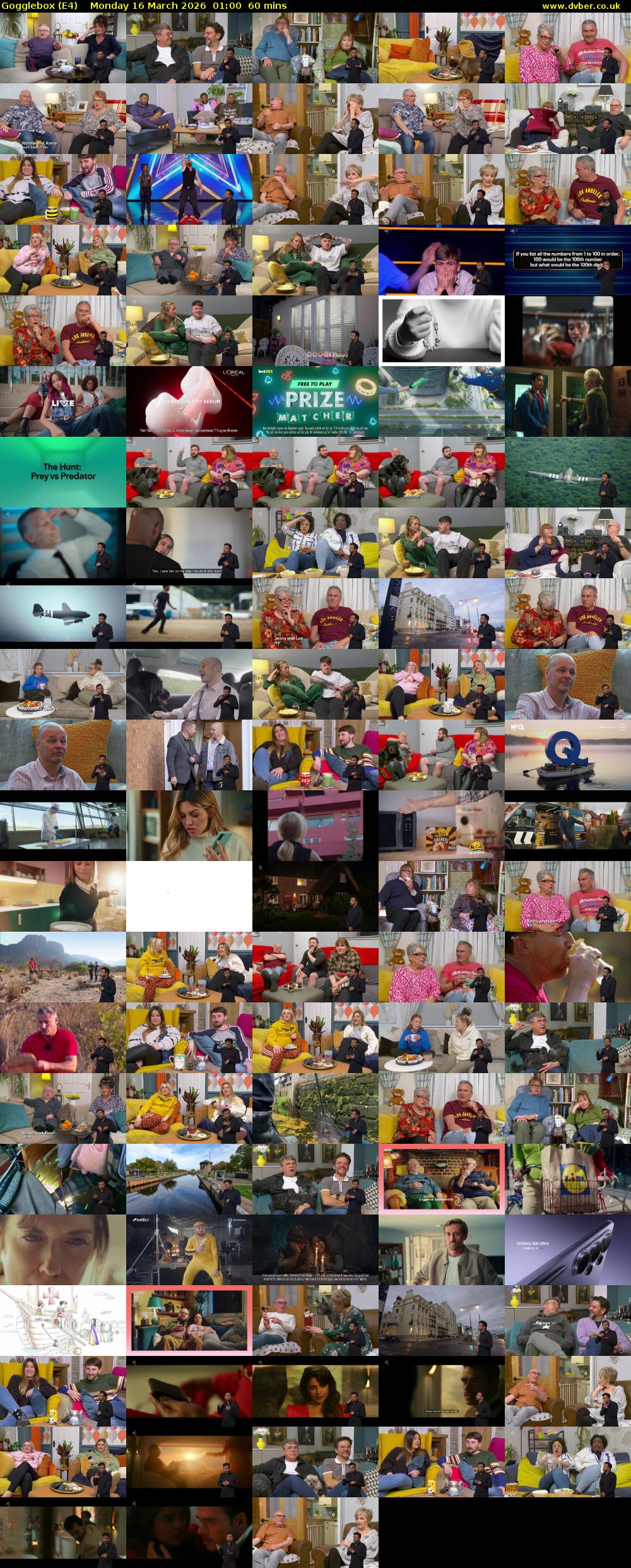 Gogglebox (E4) Monday 16 March 2026 01:00 - 02:00