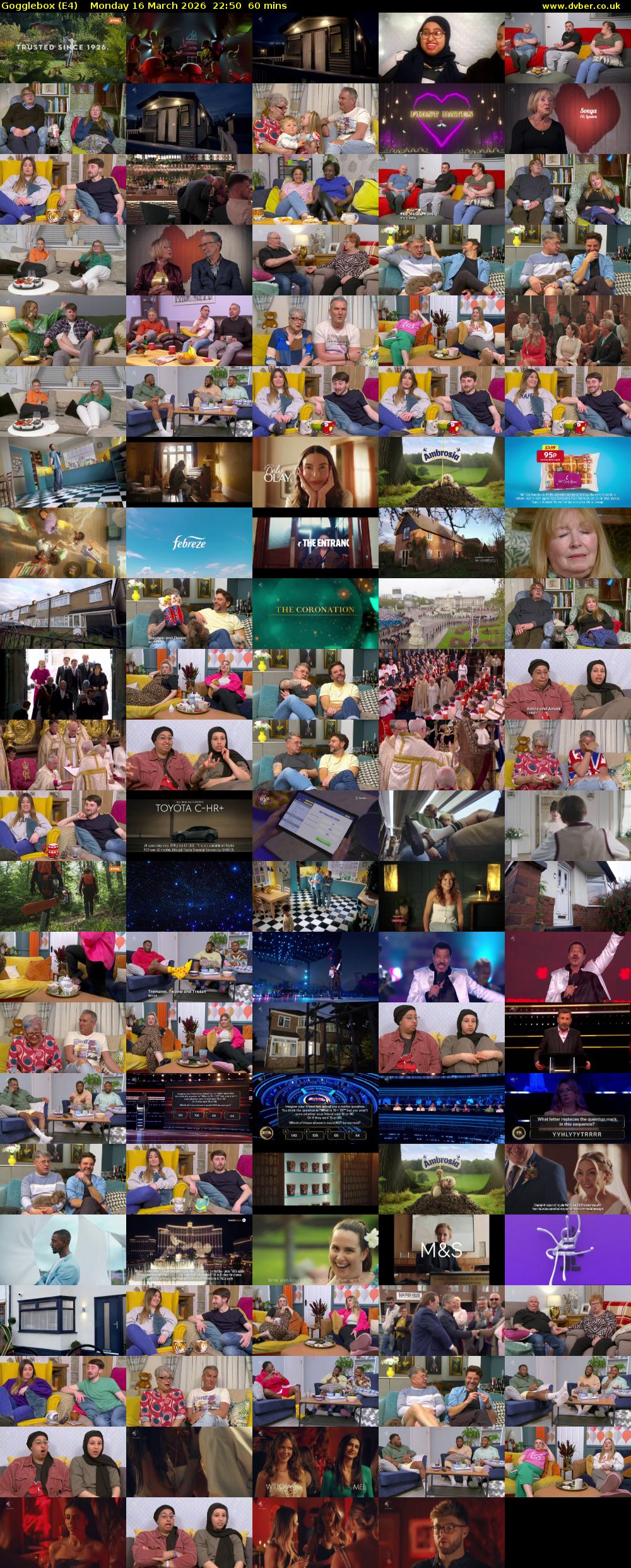 Gogglebox (E4) Monday 16 March 2026 22:50 - 23:50