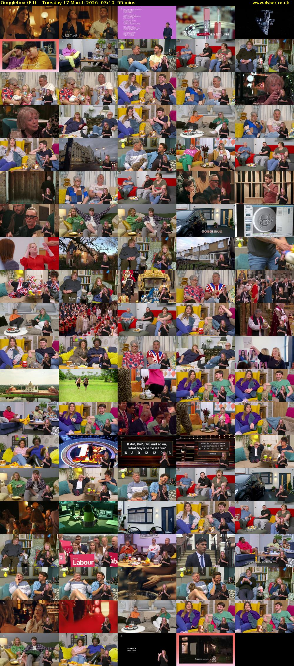 Gogglebox (E4) Tuesday 17 March 2026 03:10 - 04:05