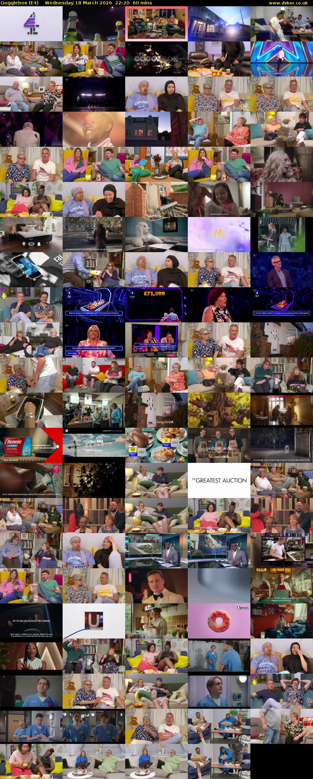 Gogglebox (E4) Wednesday 18 March 2026 22:20 - 23:20