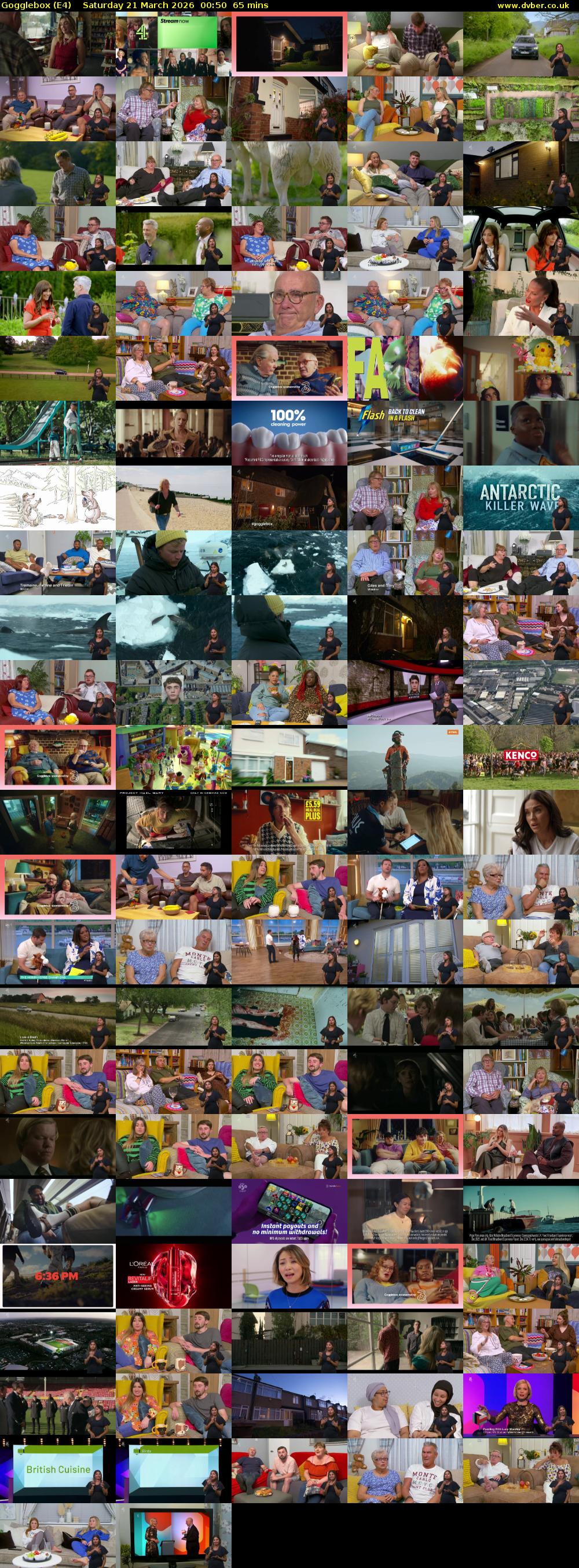 Gogglebox (E4) Saturday 21 March 2026 00:50 - 01:55