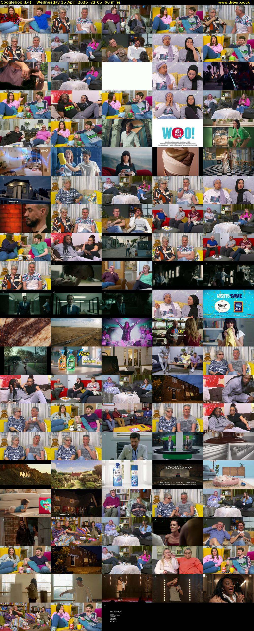 Gogglebox (E4) Wednesday 15 April 2026 22:05 - 23:05