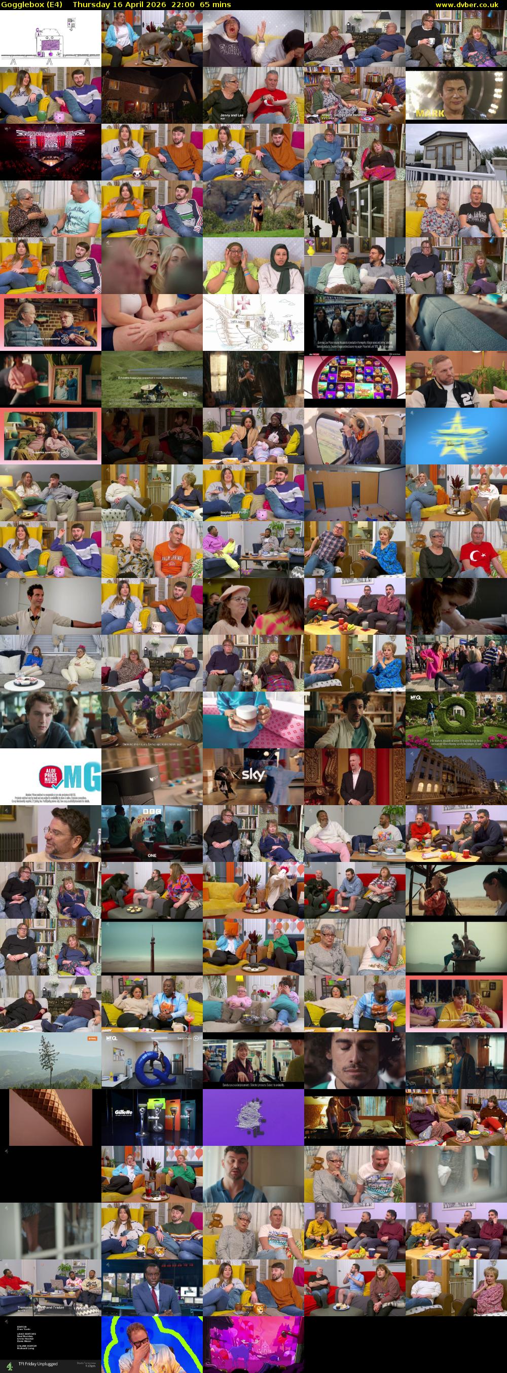 Gogglebox (E4) Thursday 16 April 2026 22:00 - 23:05