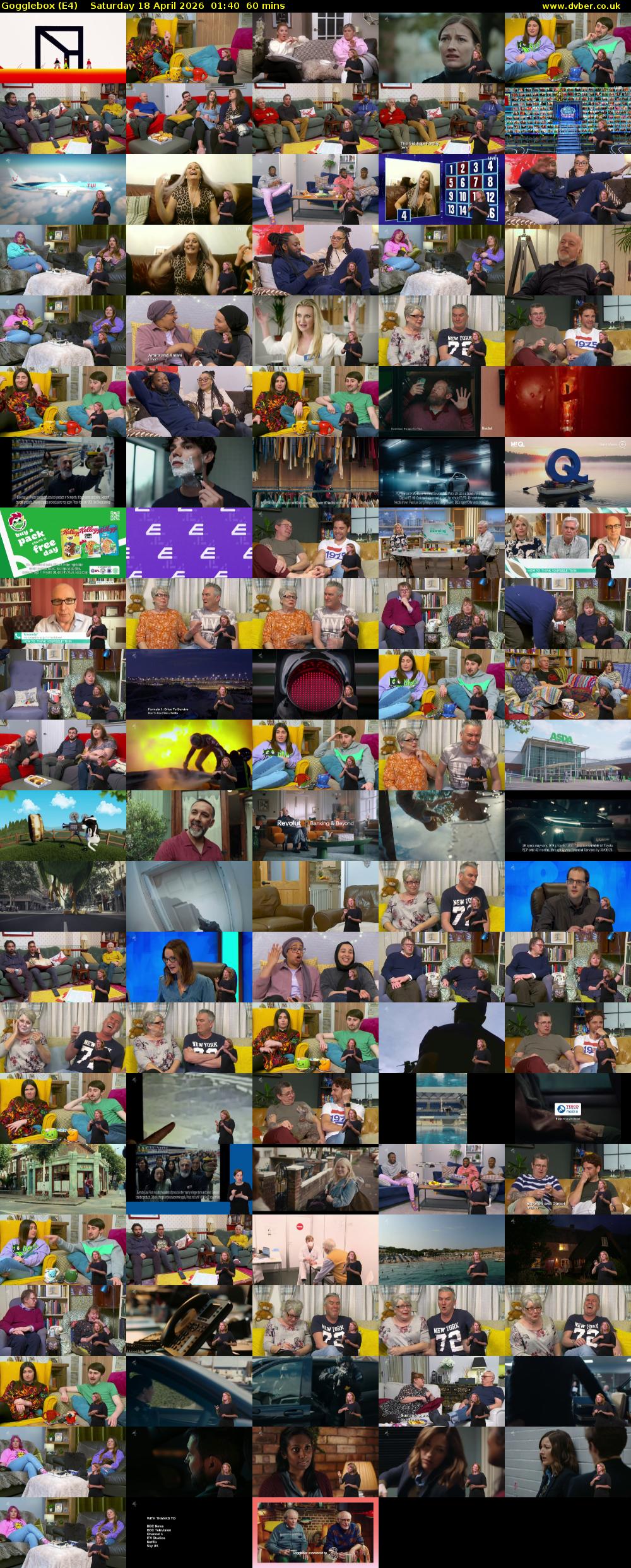 Gogglebox (E4) Saturday 18 April 2026 01:40 - 02:40