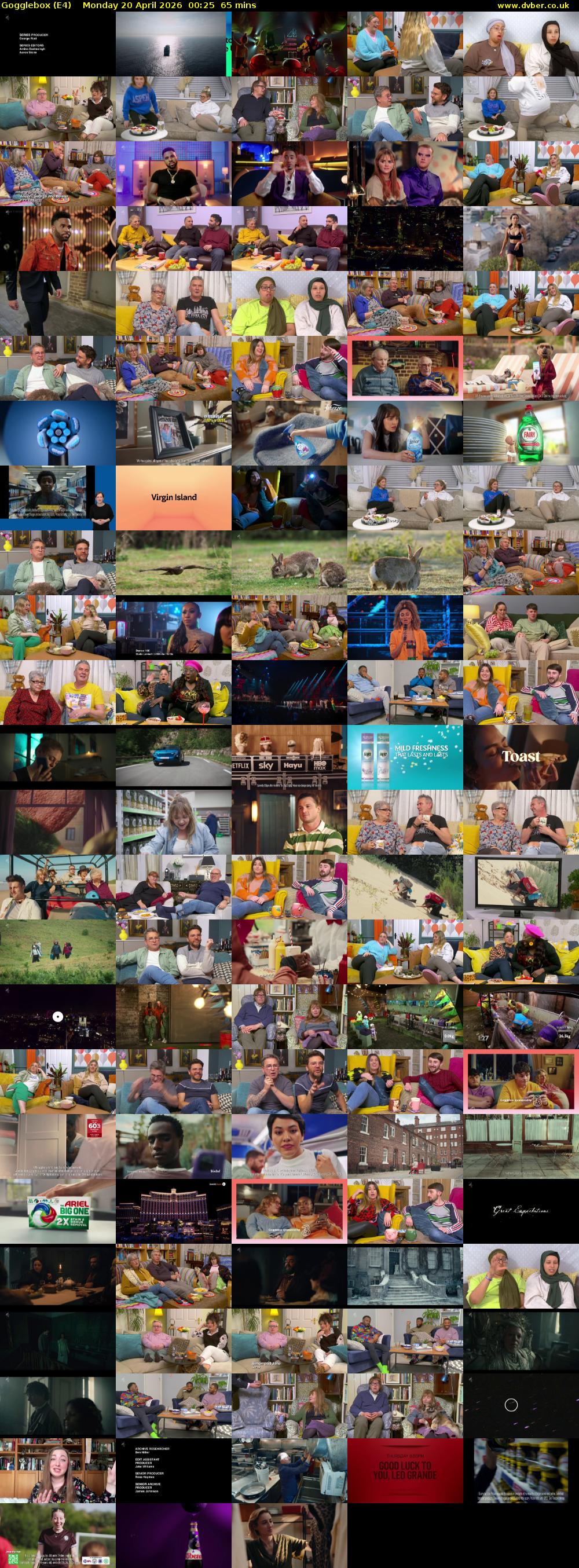Gogglebox (E4) Monday 20 April 2026 00:25 - 01:30