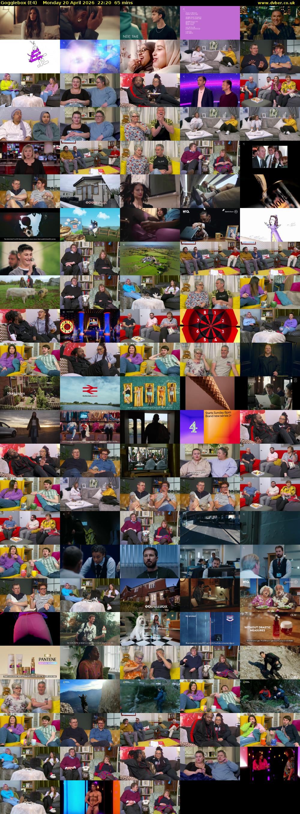 Gogglebox (E4) Monday 20 April 2026 22:20 - 23:25