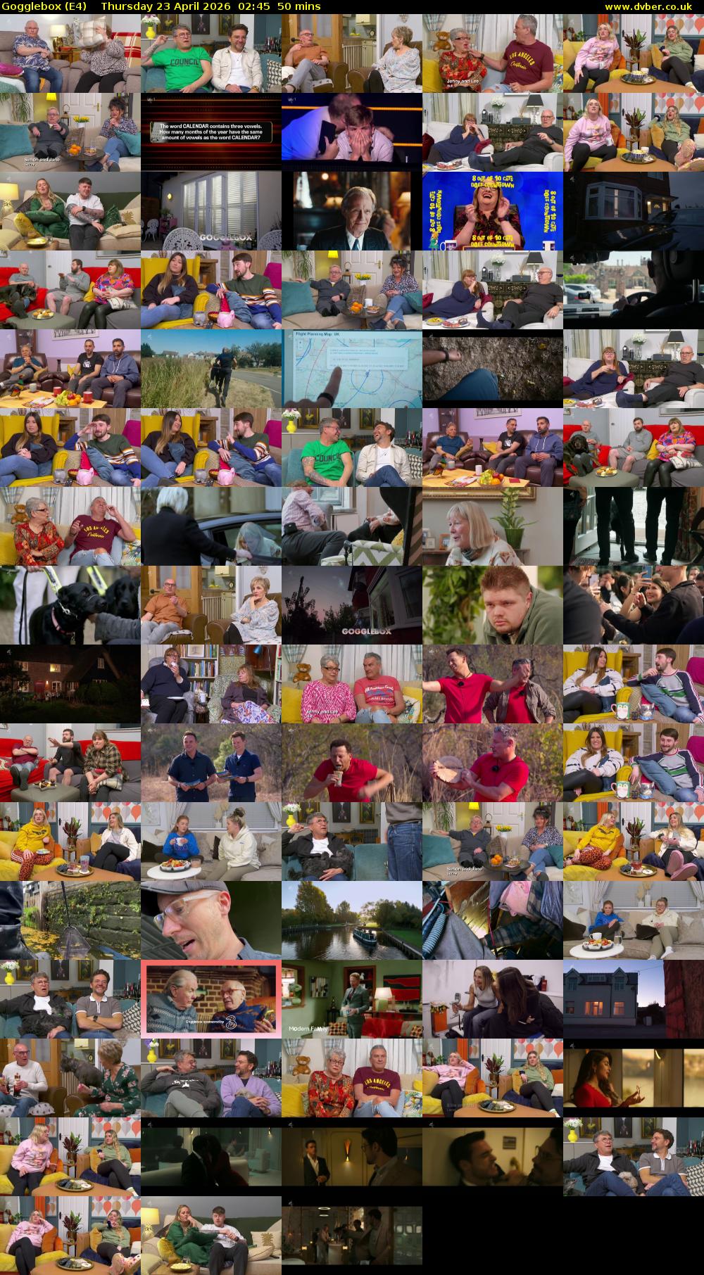 Gogglebox (E4) Thursday 23 April 2026 02:45 - 03:35