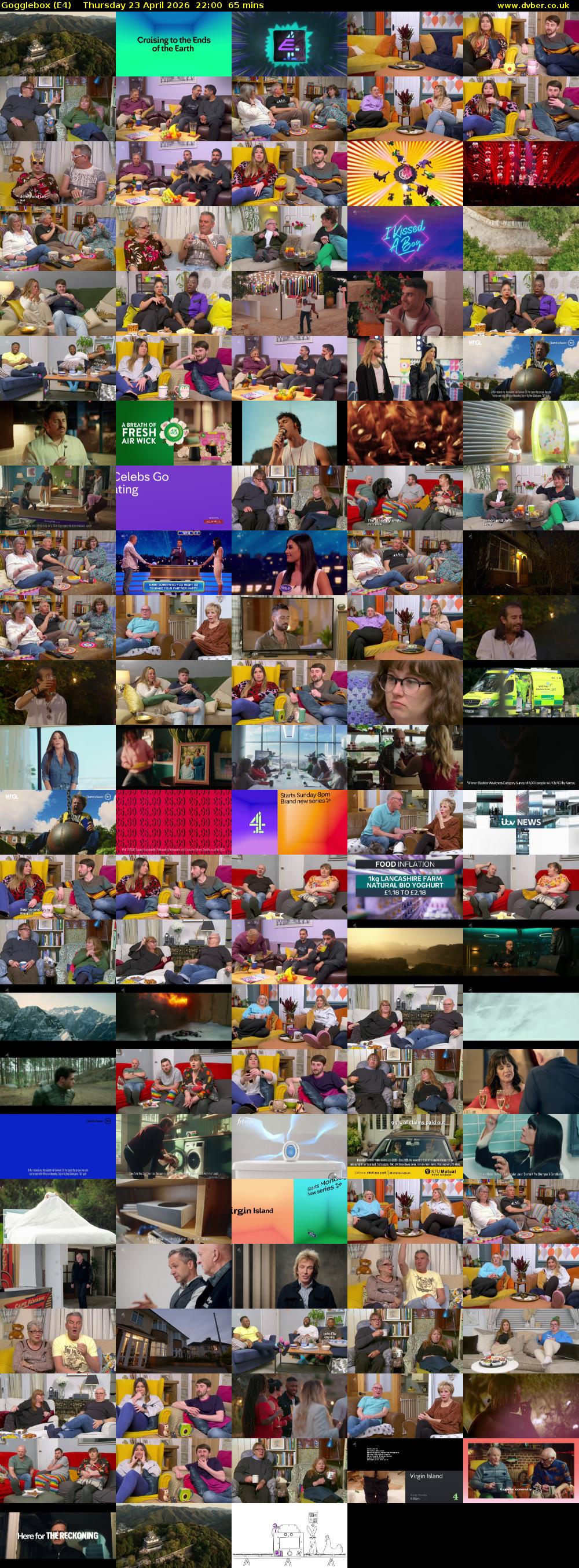 Gogglebox (E4) Thursday 23 April 2026 22:00 - 23:05