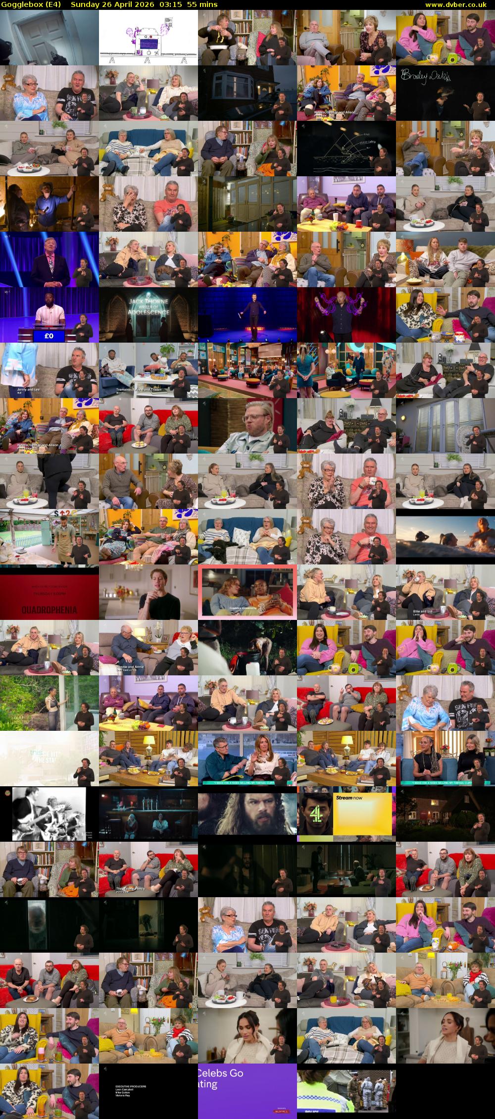 Gogglebox (E4) Sunday 26 April 2026 03:15 - 04:10