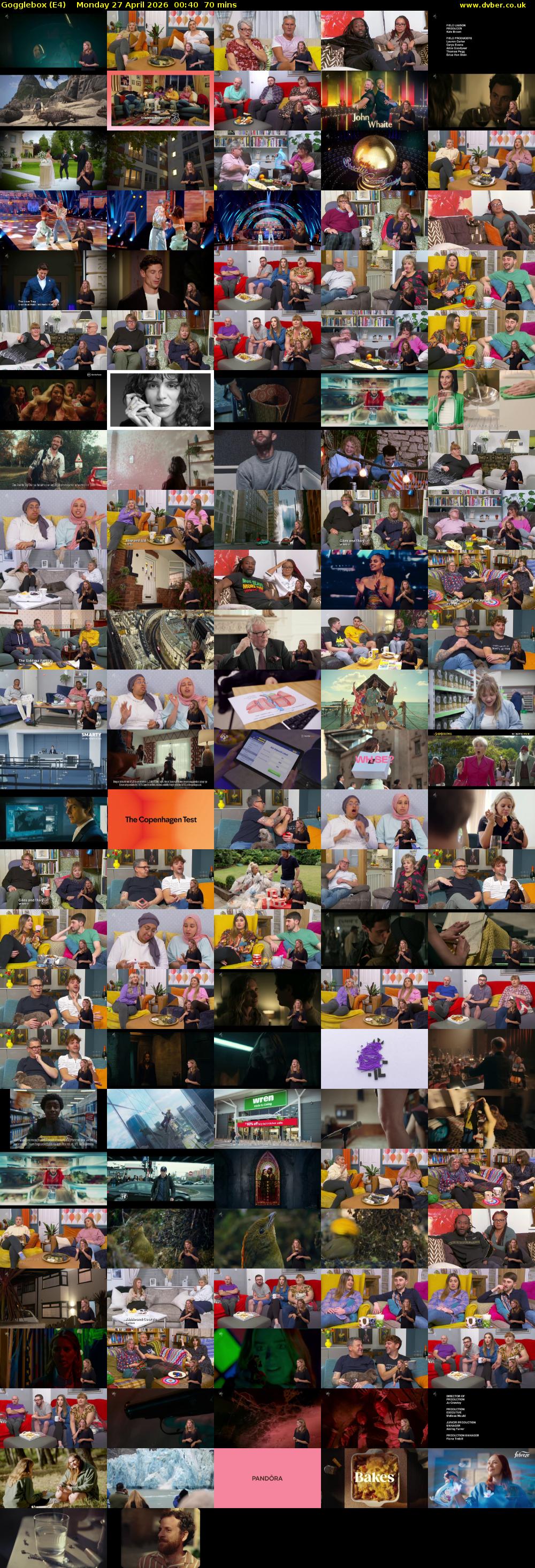 Gogglebox (E4) Monday 27 April 2026 00:40 - 01:50