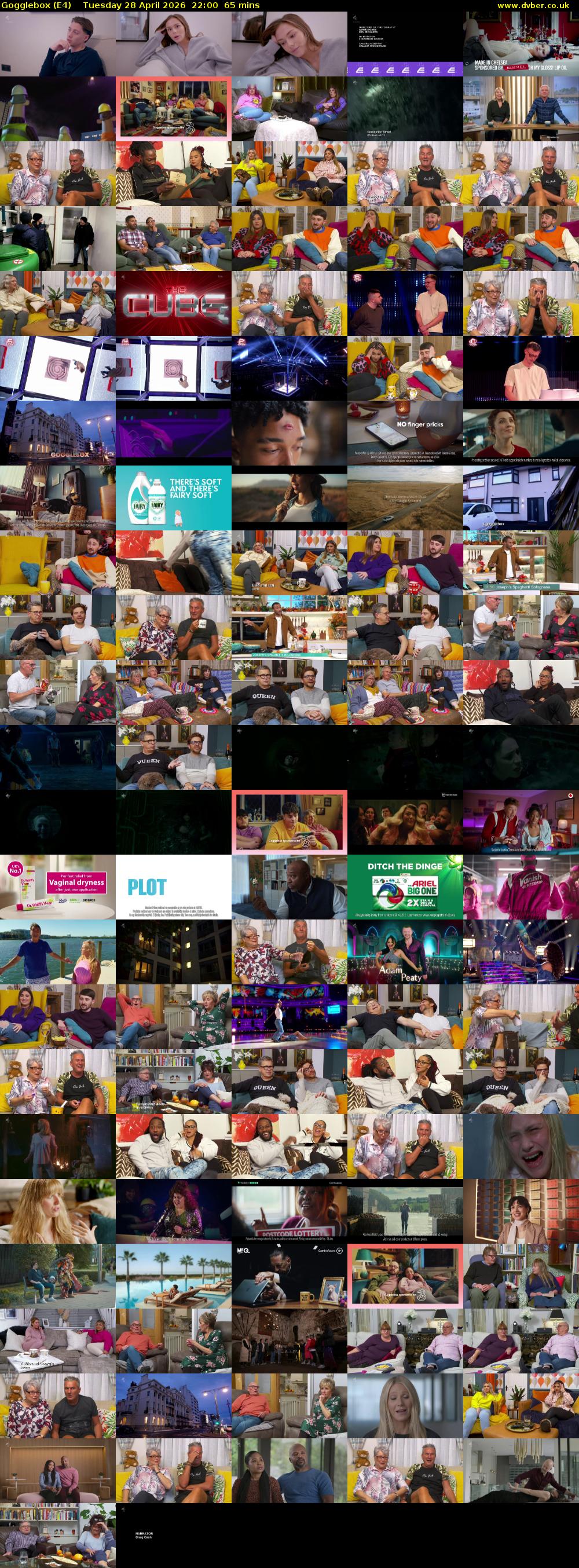 Gogglebox (E4) Tuesday 28 April 2026 22:00 - 23:05