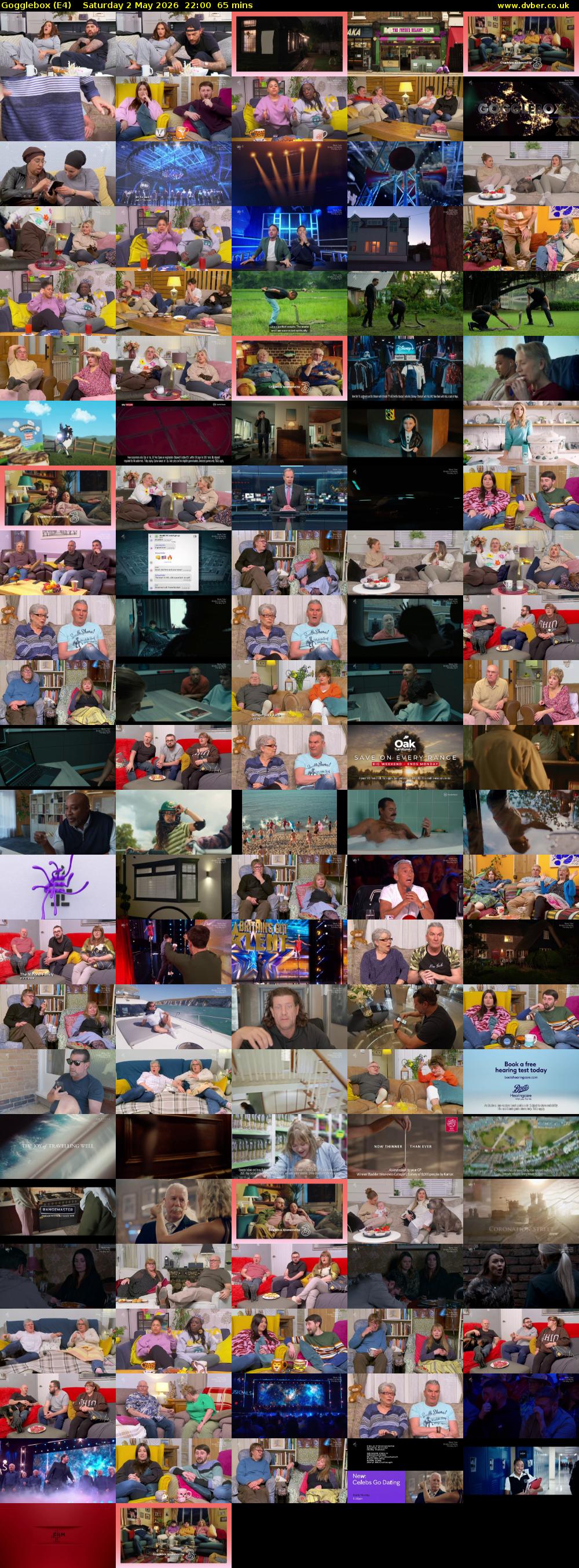 Gogglebox (E4) Saturday 2 May 2026 22:00 - 23:05