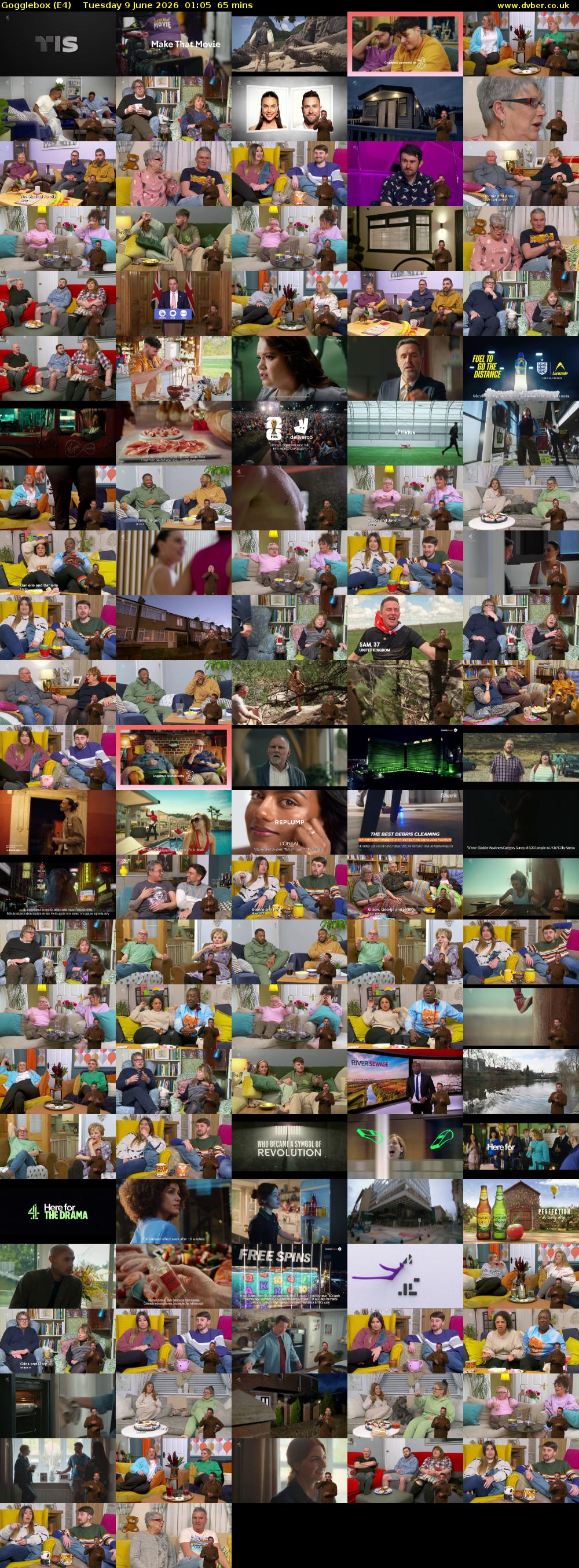 Gogglebox (E4) Tuesday 9 June 2026 01:05 - 02:10