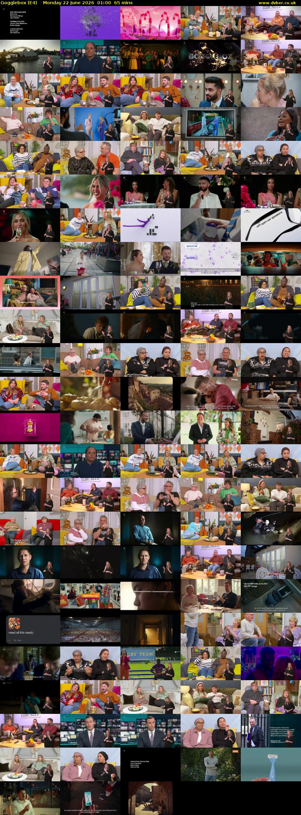 Gogglebox (E4) Monday 22 June 2026 01:00 - 02:05