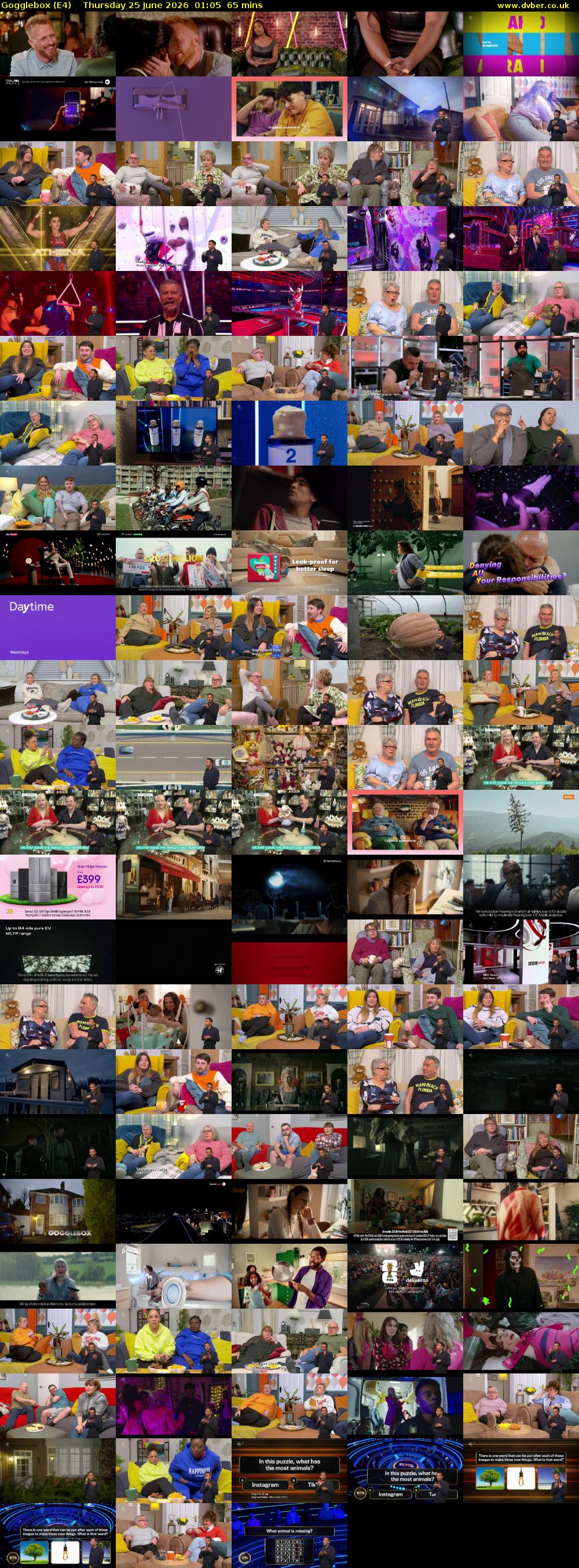 Gogglebox (E4) Thursday 25 June 2026 01:05 - 02:10