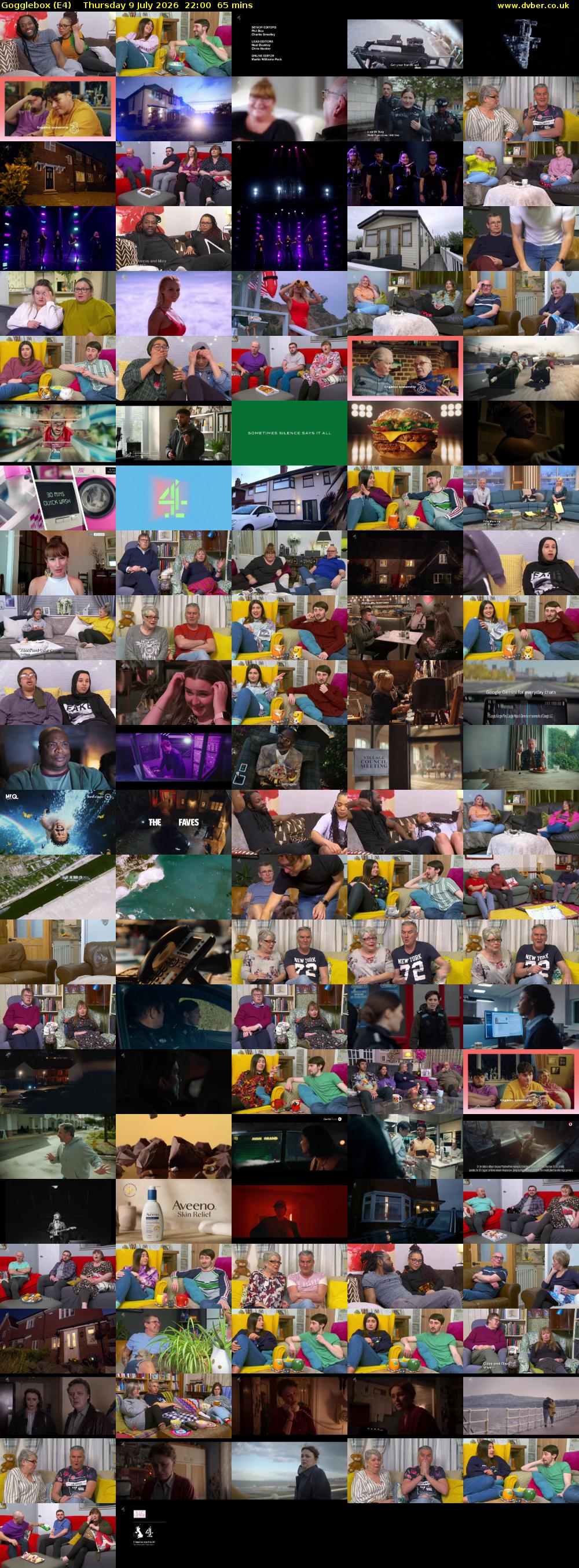 Gogglebox (E4) Thursday 9 July 2026 22:00 - 23:05
