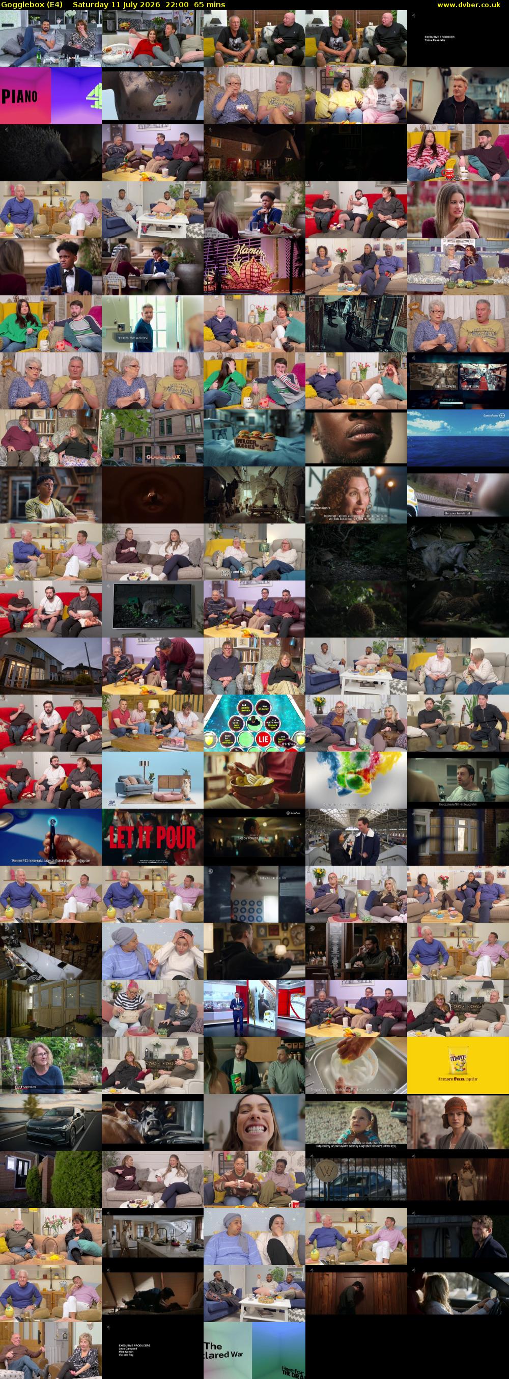 Gogglebox (E4) Saturday 11 July 2026 22:00 - 23:05