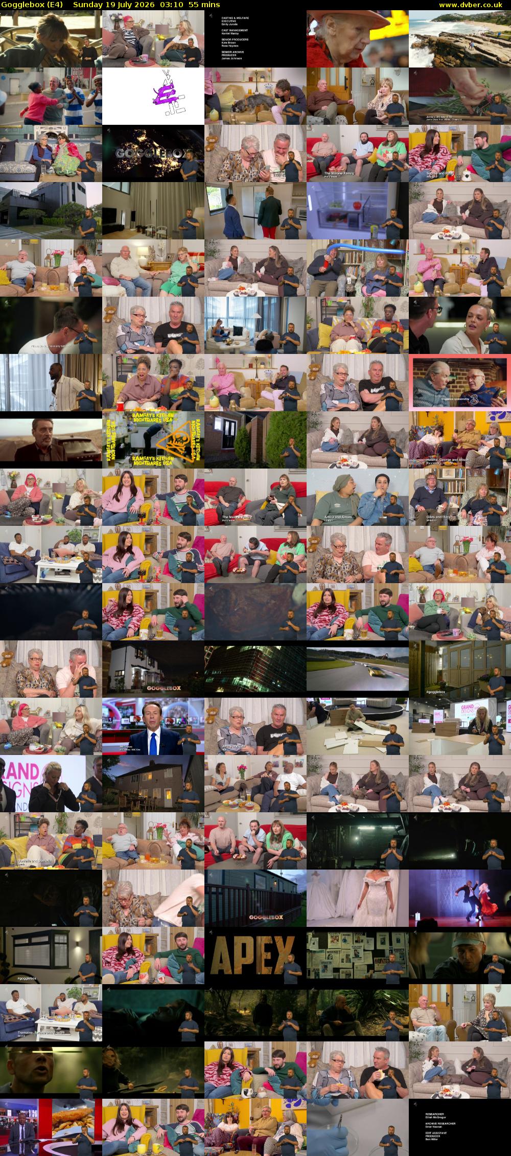 Gogglebox (E4) Sunday 19 July 2026 03:10 - 04:05