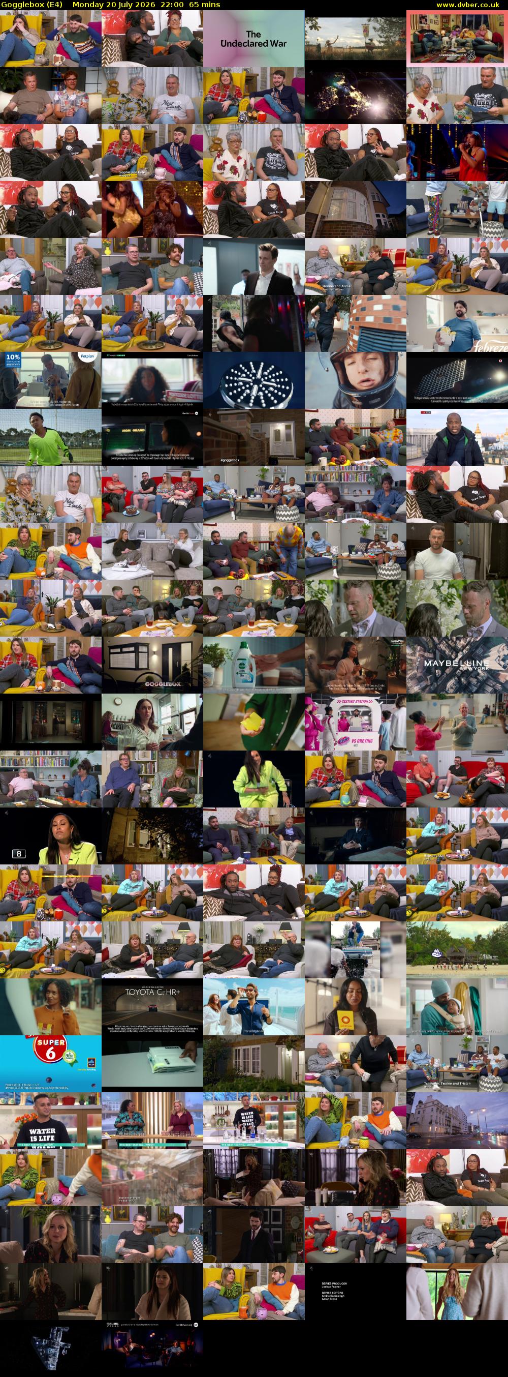Gogglebox (E4) Monday 20 July 2026 22:00 - 23:05