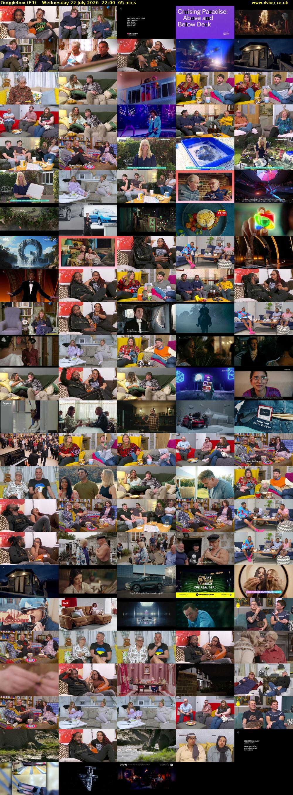 Gogglebox (E4) Wednesday 22 July 2026 22:00 - 23:05