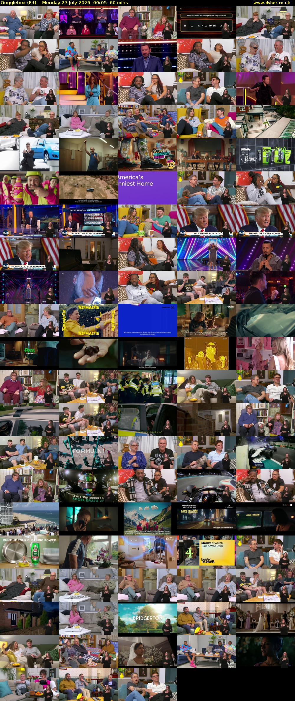Gogglebox (E4) Monday 27 July 2026 00:05 - 01:05