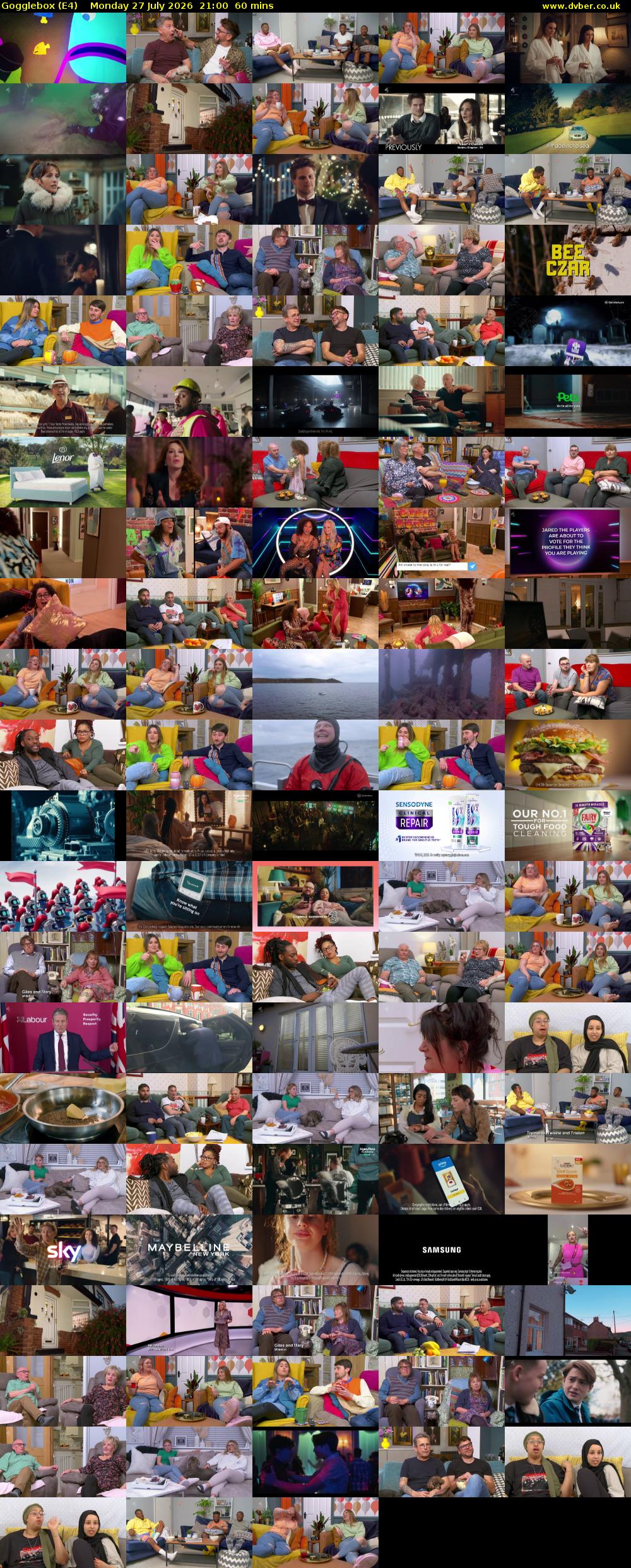 Gogglebox (E4) Monday 27 July 2026 21:00 - 22:00
