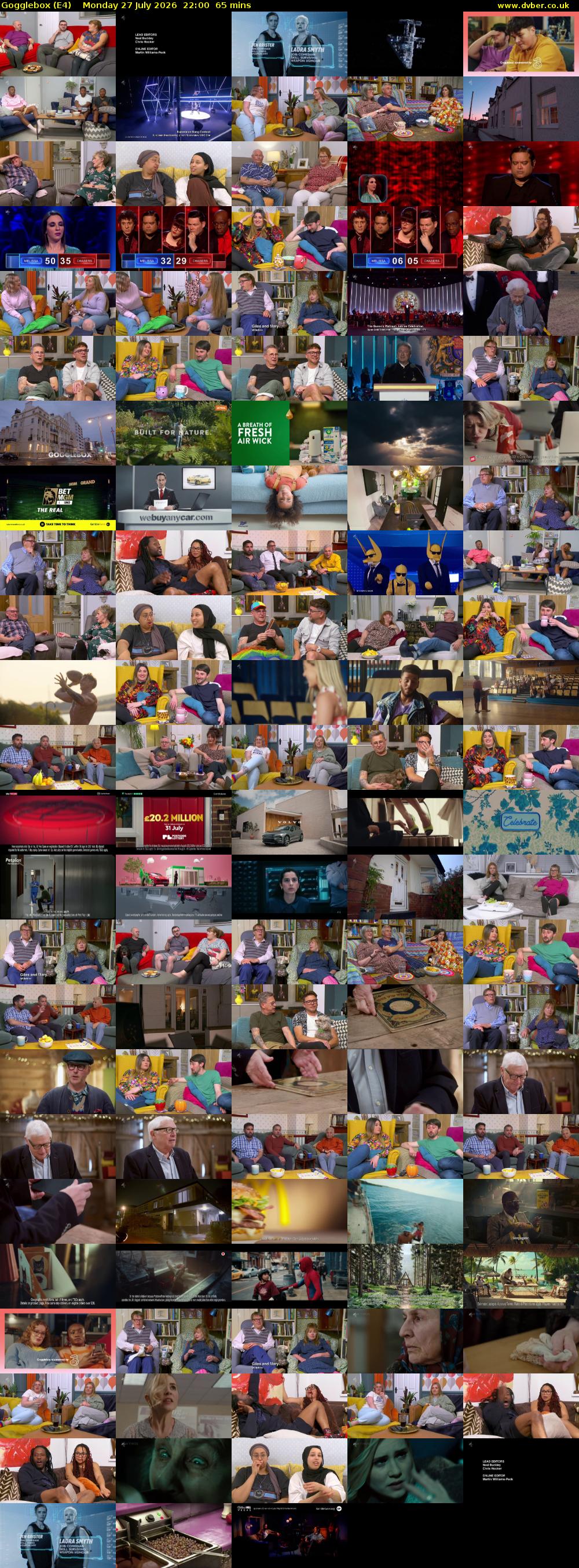 Gogglebox (E4) Monday 27 July 2026 22:00 - 23:05