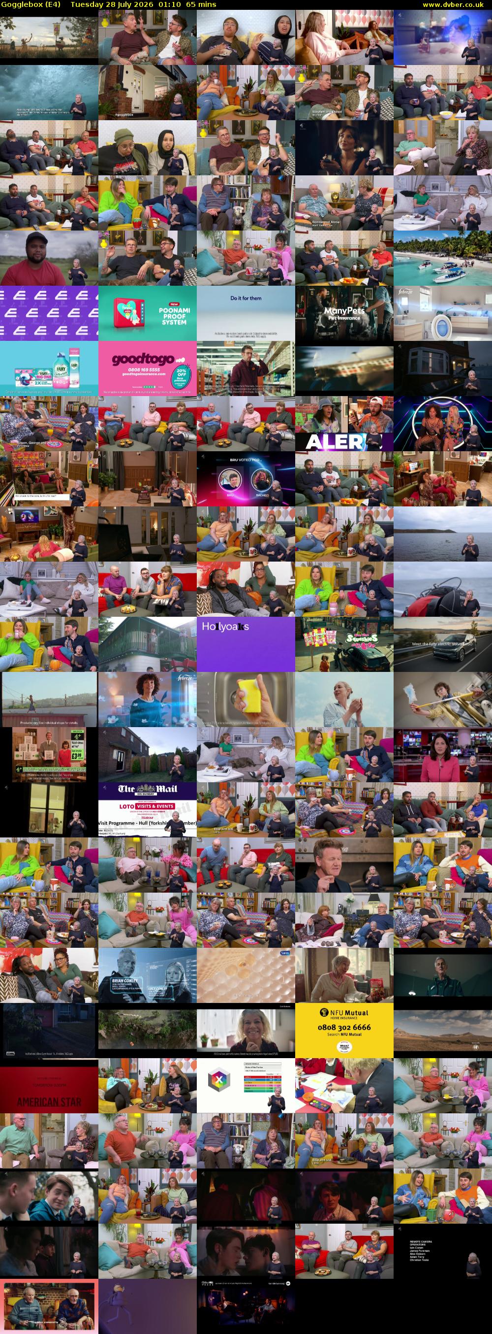 Gogglebox (E4) Tuesday 28 July 2026 01:10 - 02:15