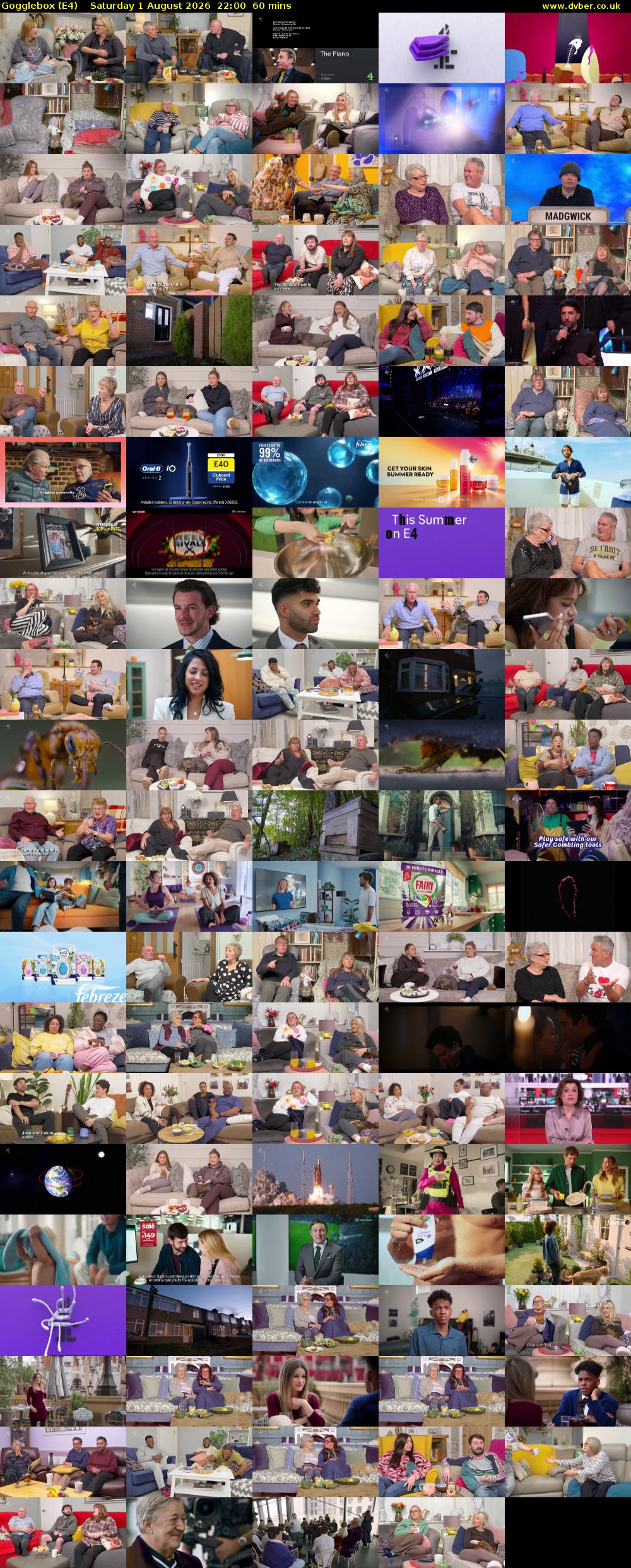 Gogglebox (E4) Saturday 1 August 2026 22:00 - 23:00