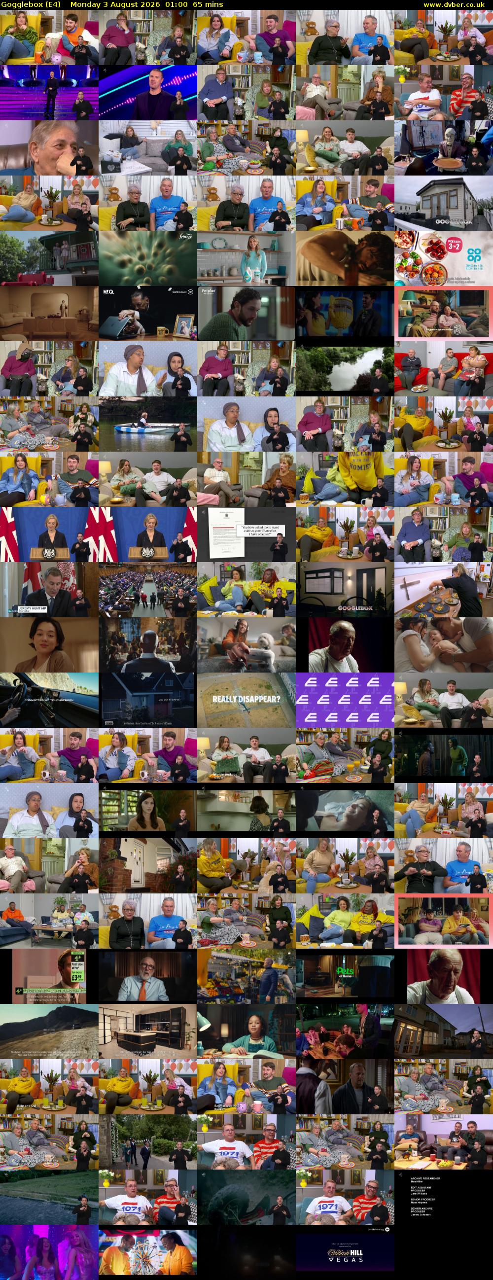 Gogglebox (E4) Monday 3 August 2026 01:00 - 02:05
