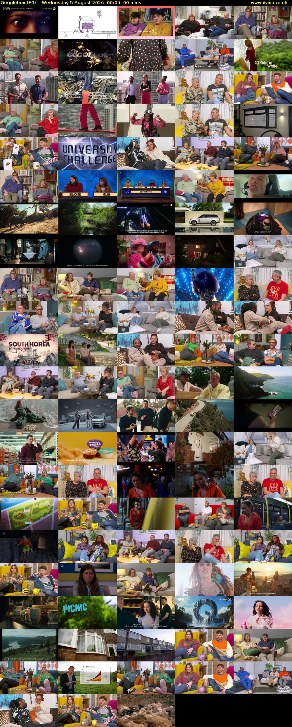 Gogglebox (E4) Wednesday 5 August 2026 00:05 - 01:05